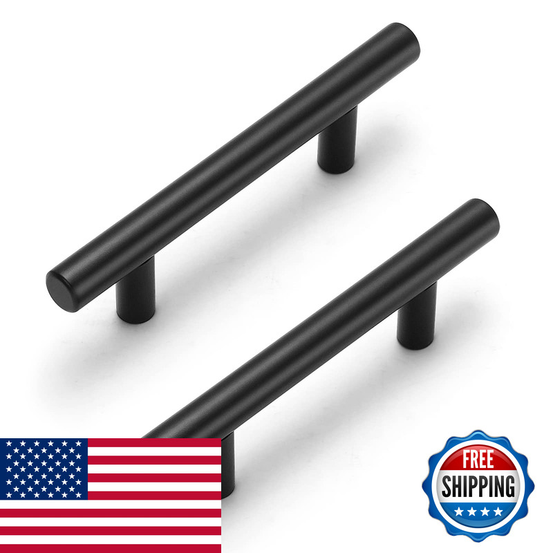 Estmoon 30 Pack Cabinet Handles Matte Black Cabinet Pulls 3 Inch Hole Center