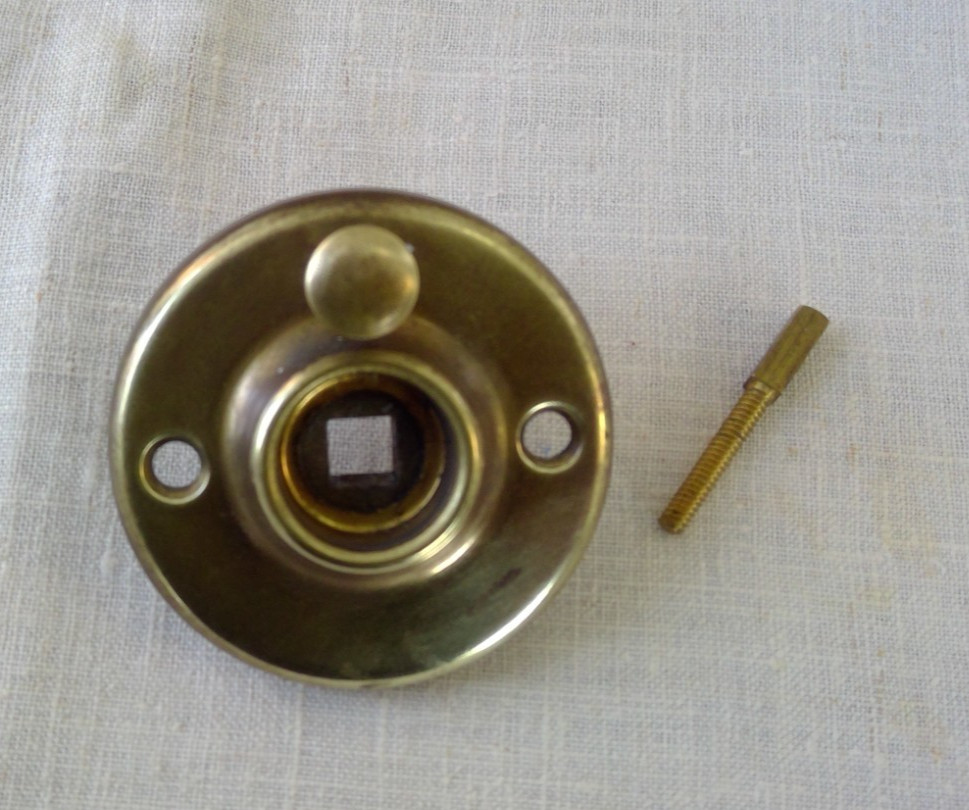 Antique Round Bathroom Brass Door Knob Back Plate W/ Lift Lock