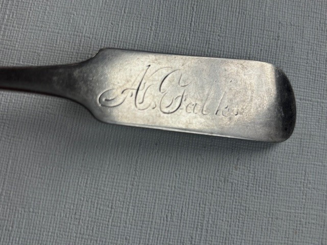 Antique 8.5” Coin Silver Serving Spoon by W. Pitkin, Retailer H.C. Robins