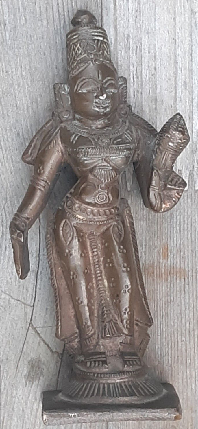 Antique Indian bronze statue of a Hindu Deity god, Vishnu, 1800’s, 5 1/4 “