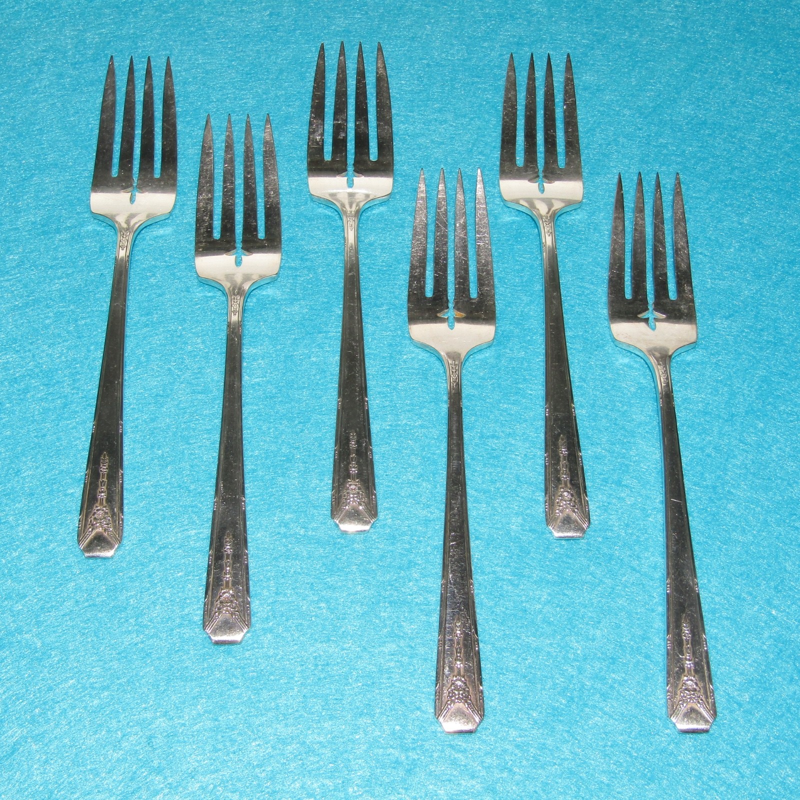 Oneida Community Milady Flatware Set of (6) Silver Plate 6.5″ Salad Forks