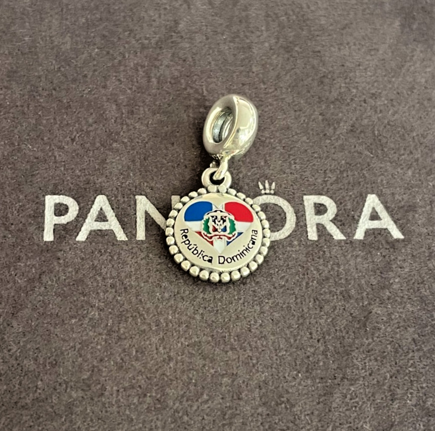 Pandora Dominican Republic Flag Charm Pendant S925 Sterling Silver Pre-owned