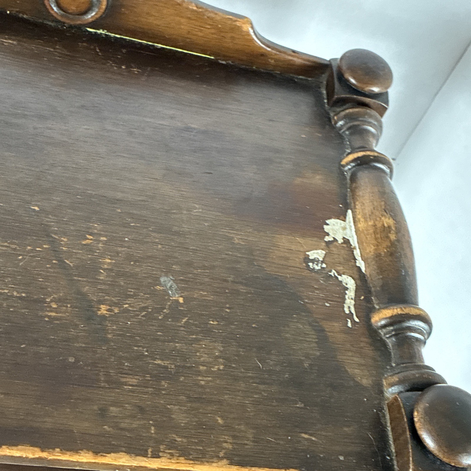 Antique French Spanish Jacobean Walnut Wood Table Stand Solid. 21”