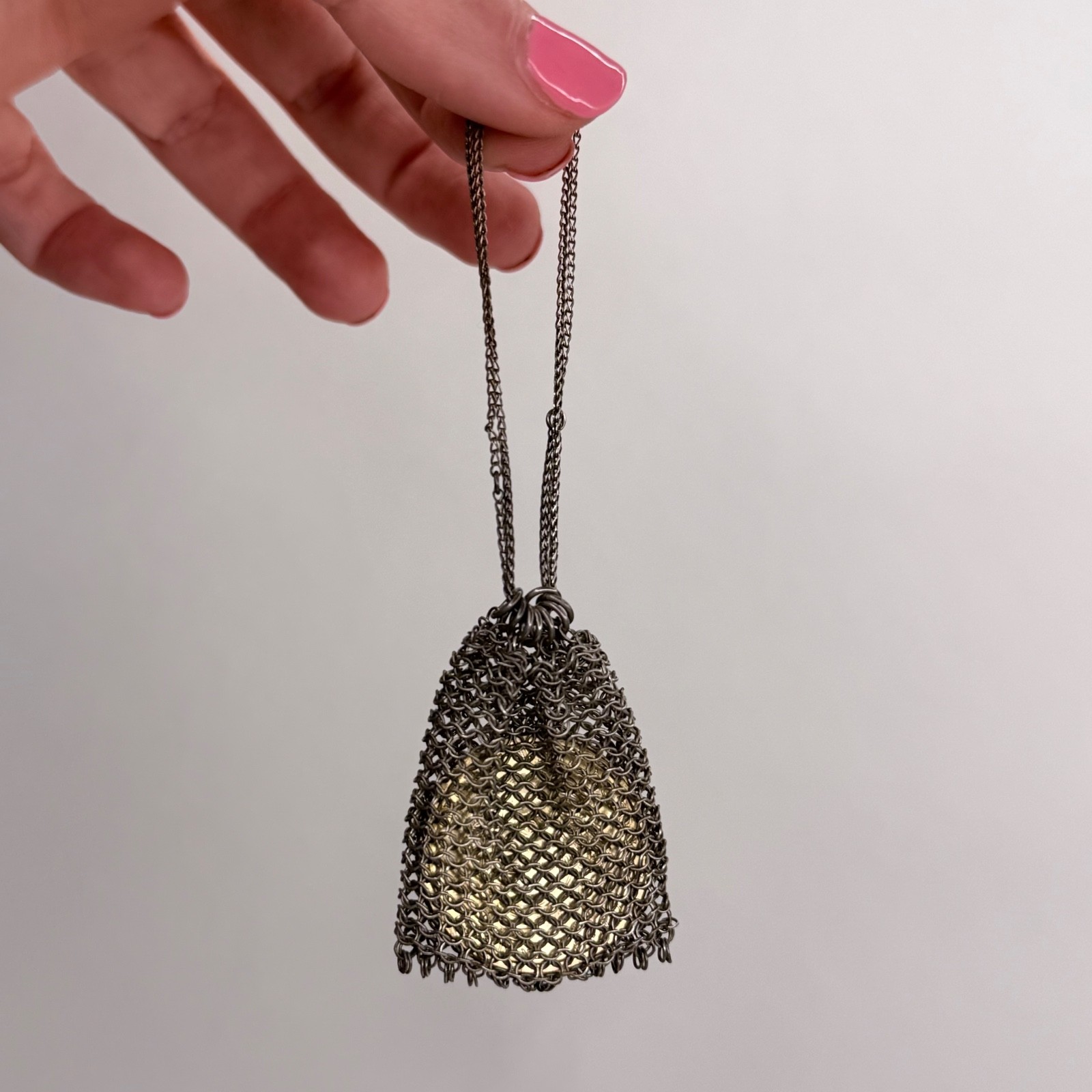 Rare Antique Georgian Fine Silver Mesh Coin Purse Early 19thC Regency Chatelaine