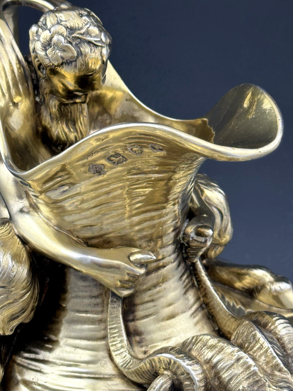 MASSIVE ENGLISH SILVER PITCHER Figural Bacchus Wine Ewer 121 oz Sydney Harman