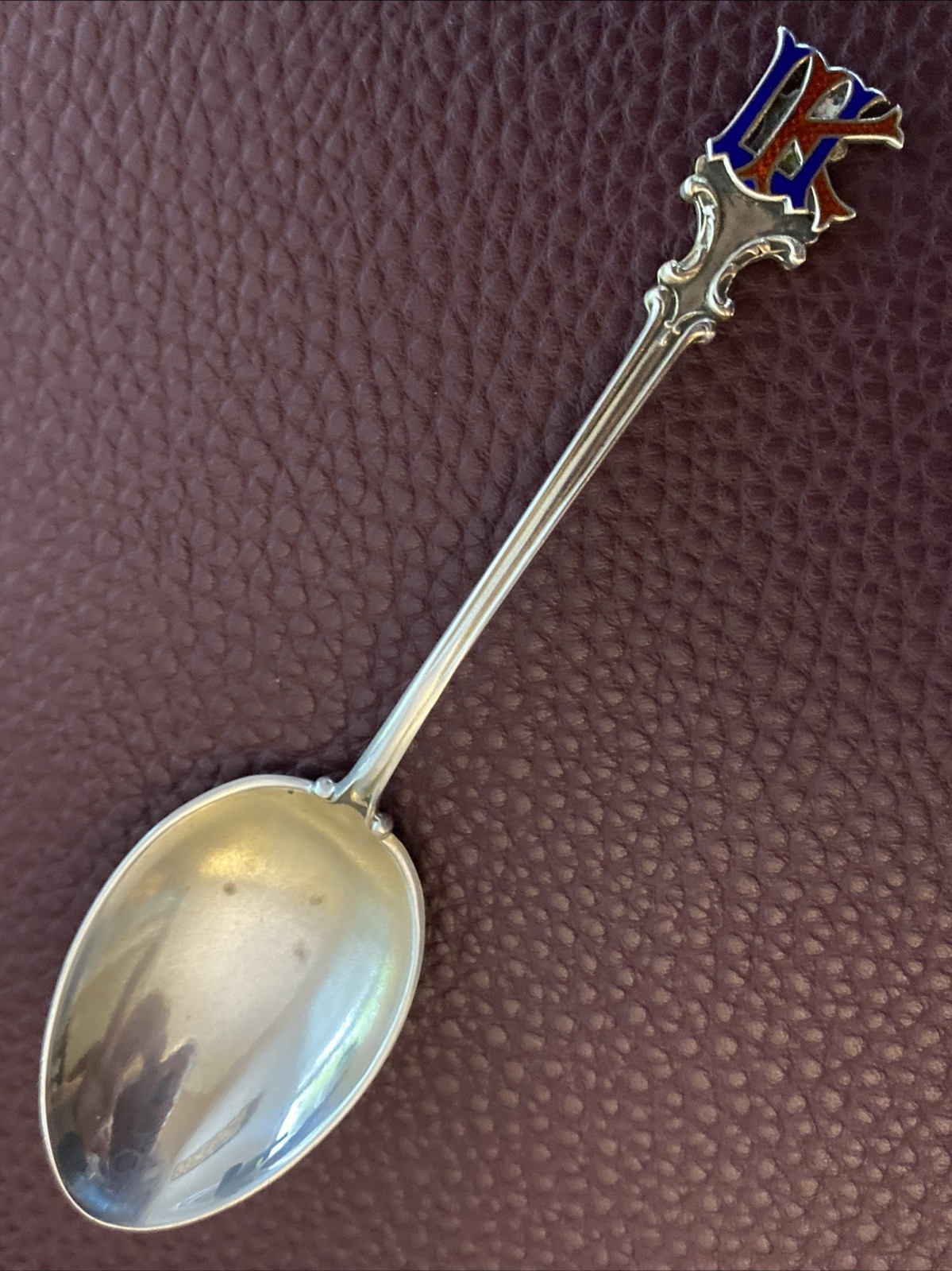 Dated 1903! United Kingdom “UK” England 4.25″ Enamel Sterling Souvenir Spoon 13g