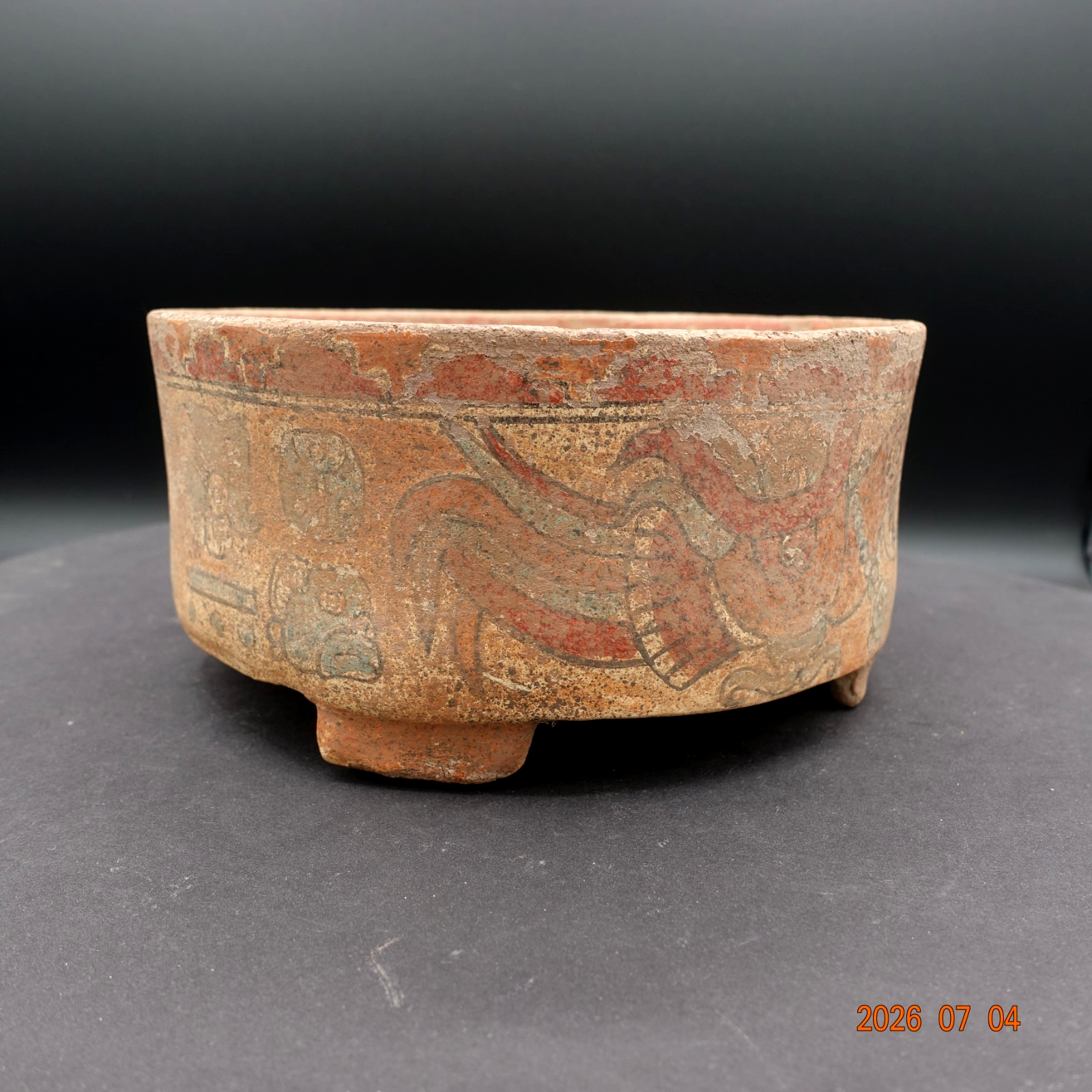 Pre-Columbian Authentic Artifact Ceramic Pottery Poly-Chrome Maya Parrot Bowl