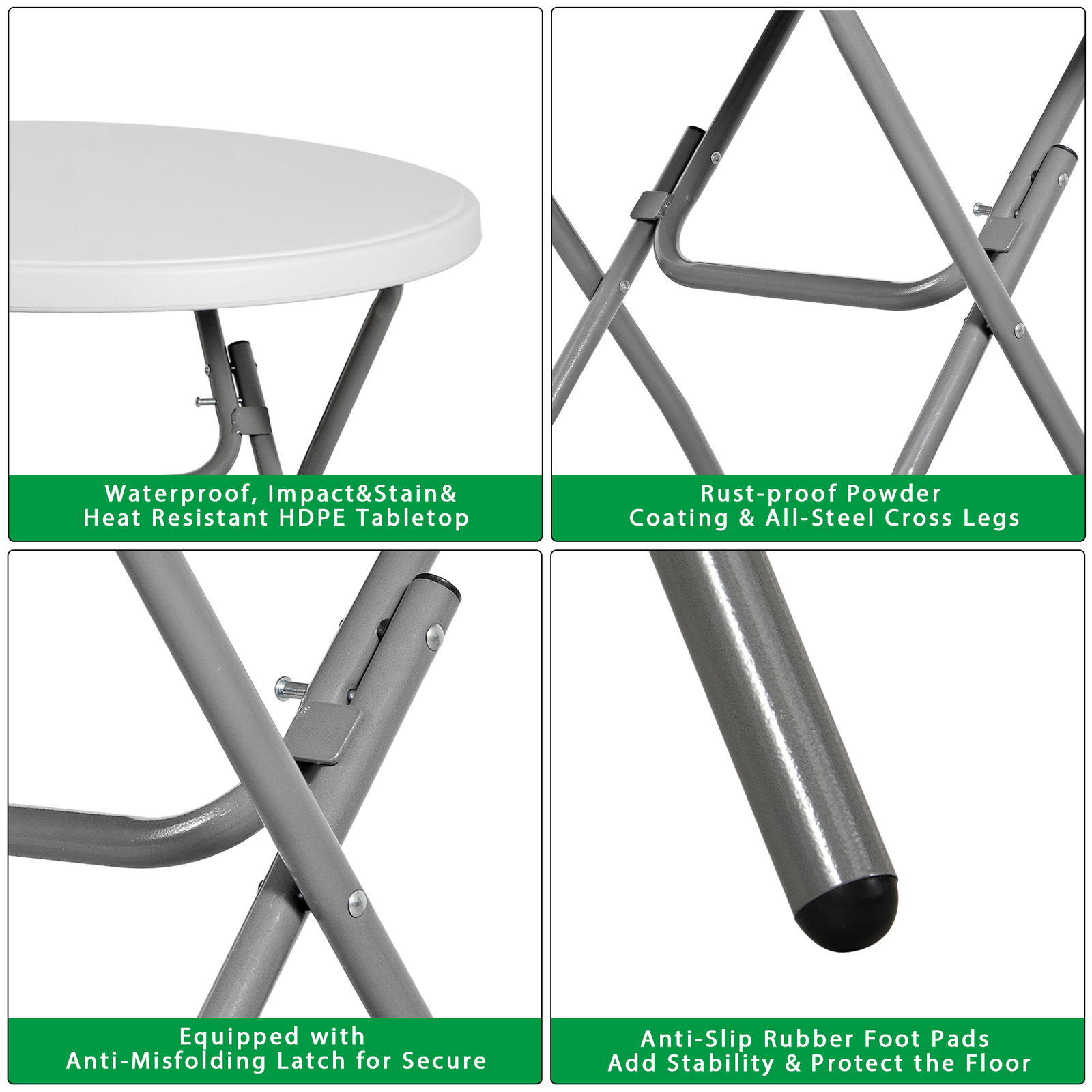 32″ Folding Table Round Plastic Cafe Dining Card Table In/Outdoor Party White