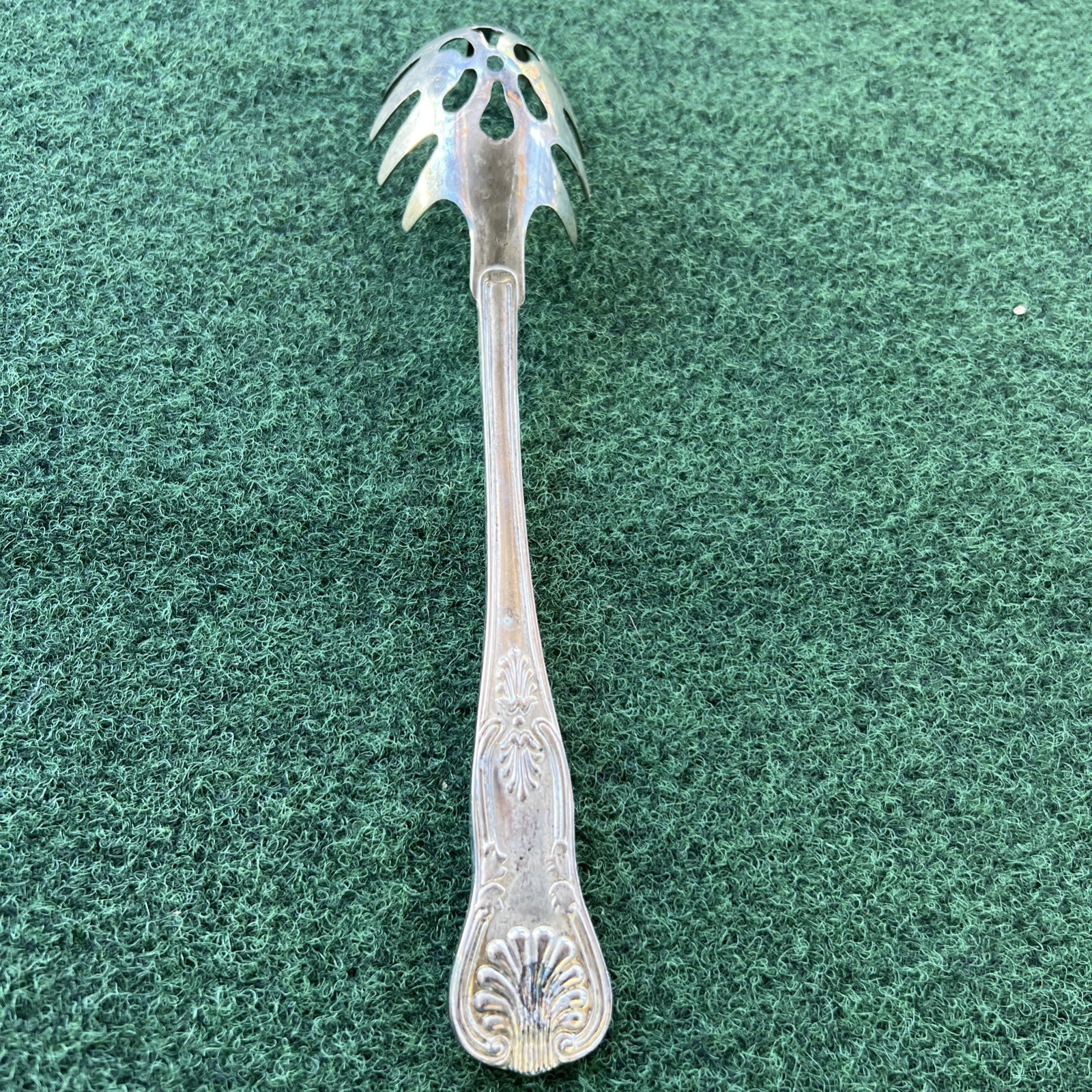 Kings Pattern Spaghetti Pasta Server Pierced Silver Plated Serving Spoon Drainer