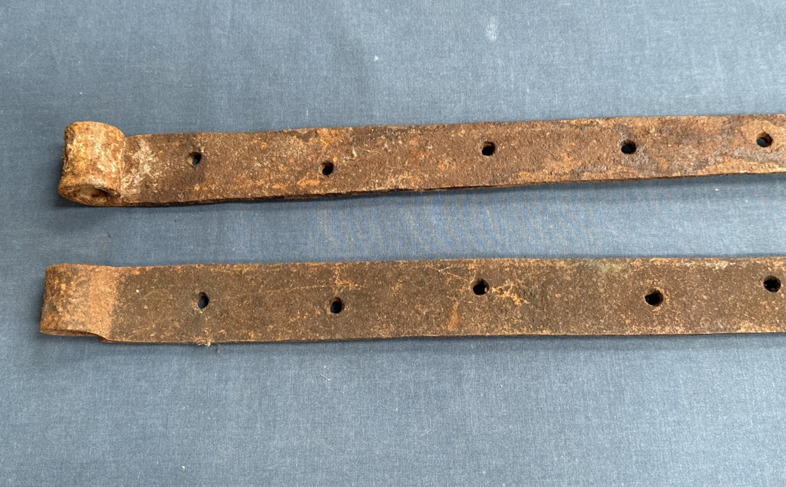 2 Large Antique Strap Hinges Wrought Iron Barn Door Hardware 30 1/4″ & 29 3/4″