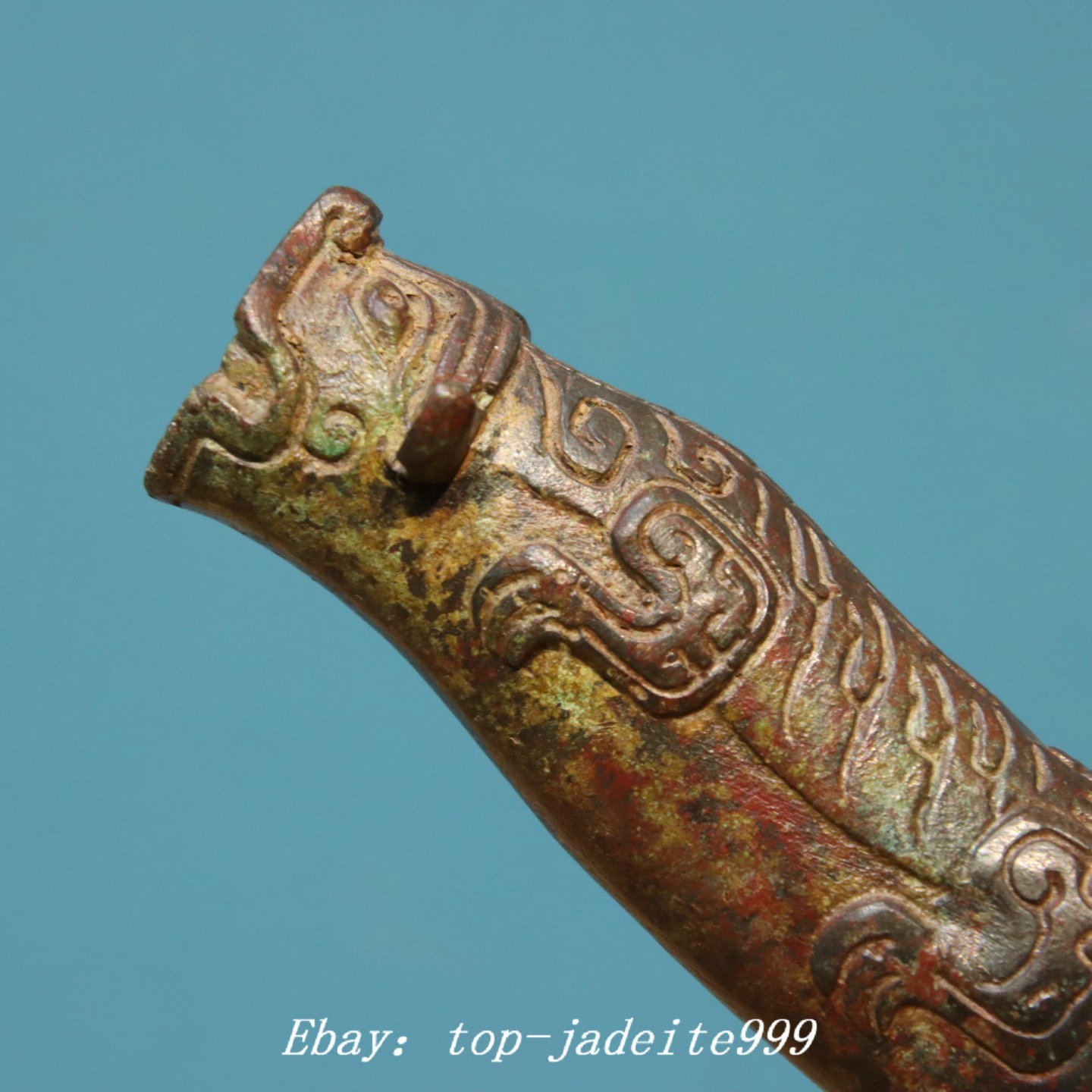 12.6″ Old Dynasty Bronze Dragon Loong Beast Inscription Wine Tea Pot Flagon