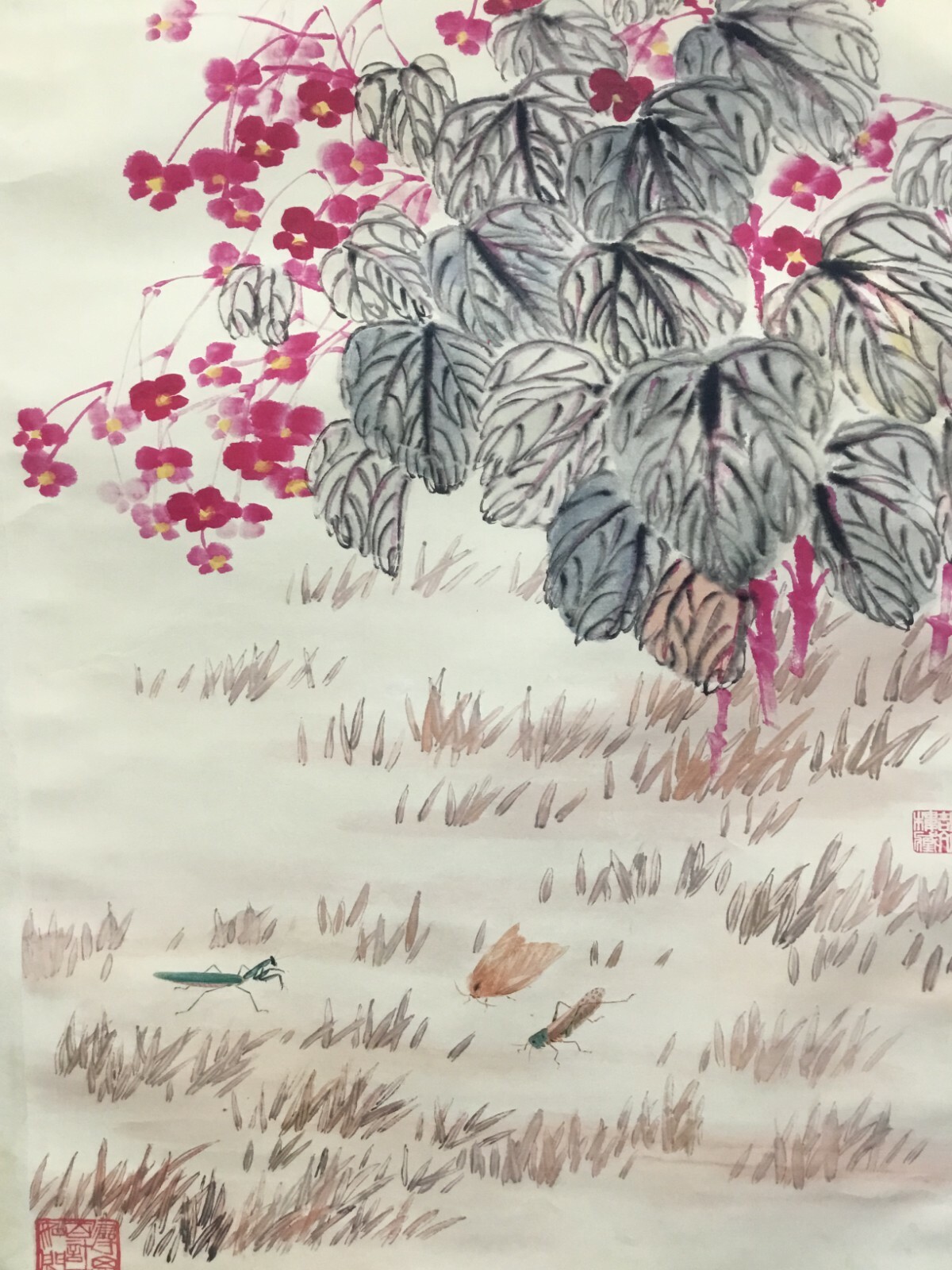 Chinese Beautiful Painting Scroll about Insects By Qi Baishi 齐白石 昆虫