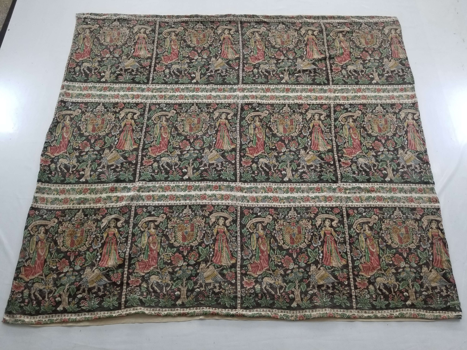 Big Vintage French Medieval Scene Wall Hanging Tapestry 208x202cm