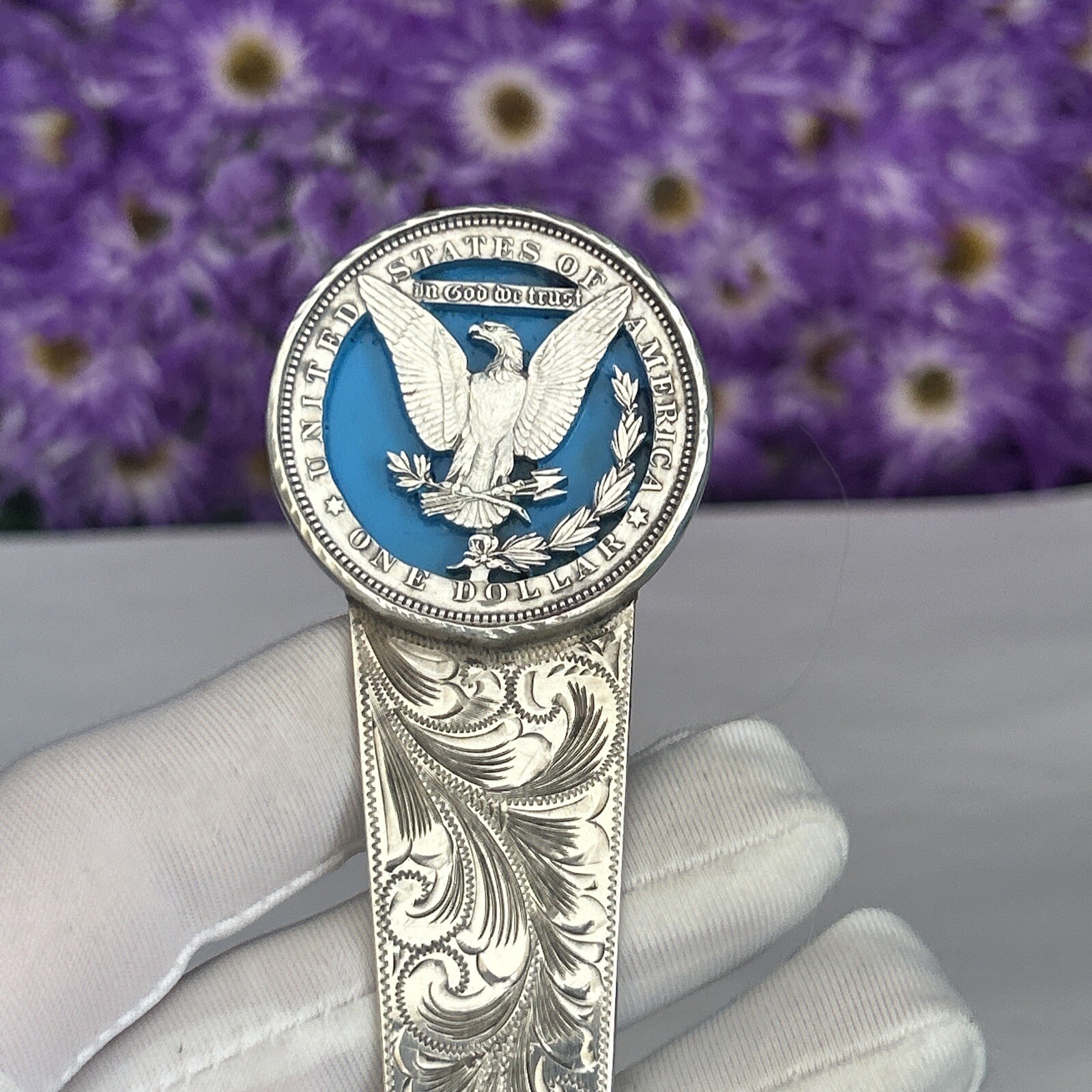 Vtg.1973 Nevada Sterling 925 silver half dollar Eagle coin cut out Letter Opener
