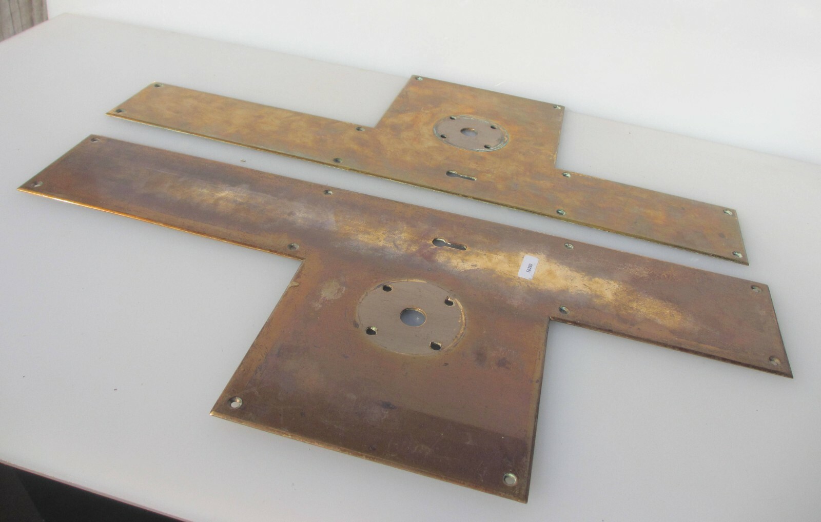 Antique Brass Finger Push Plates Door Handle Backing Victorian Bronze Vintage
