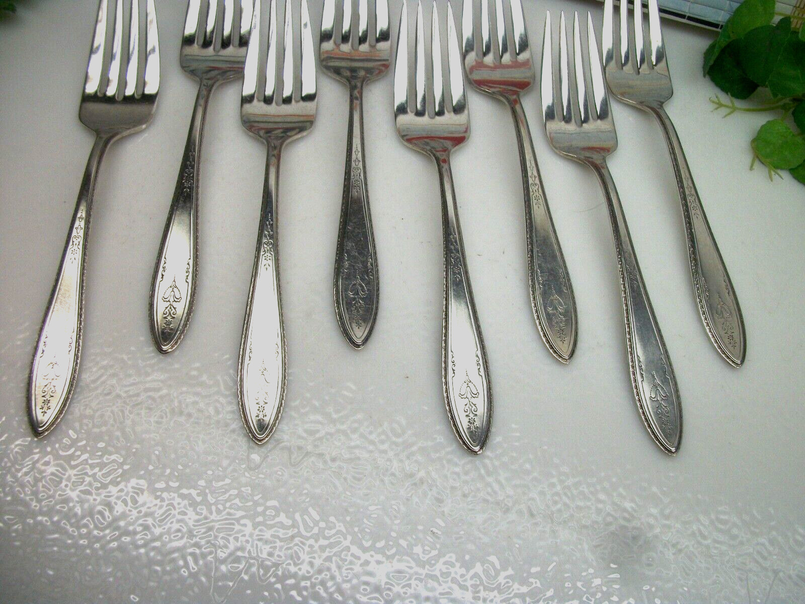 8 International Silver 1847 Rogers Bros ARGOSY Silverplate Salad Forks 1926