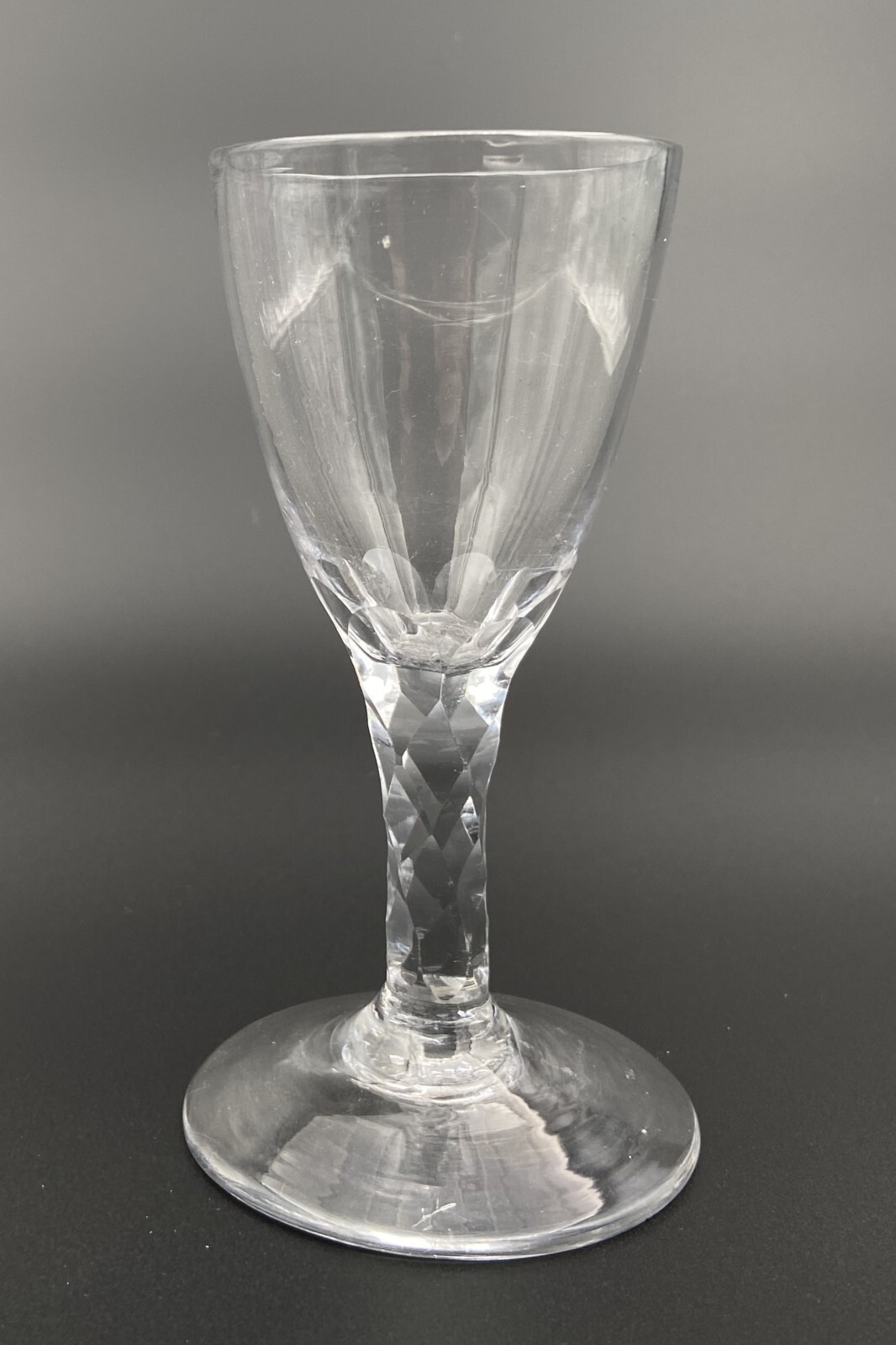 English Short wine glass with facetted stem c1780