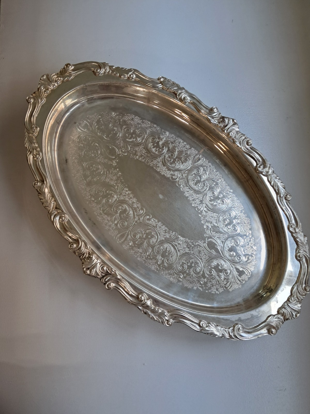 Vintage Sheridan Silver Plate Oval Buffet Server w Oven Proof Glass Insert