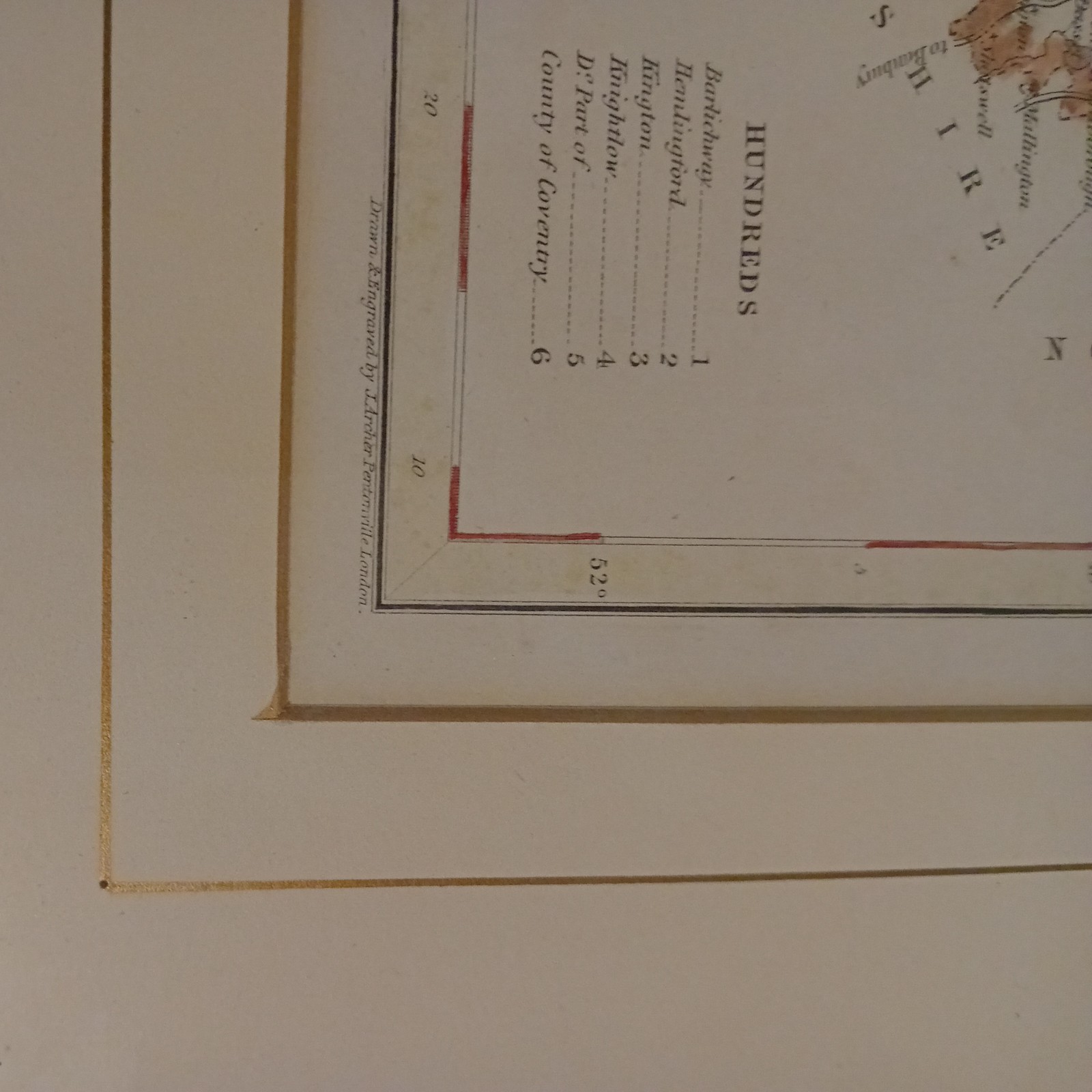 Original Antique Map of WARWICKSHIRE) c1850s – J Archer – County Hand Coloured