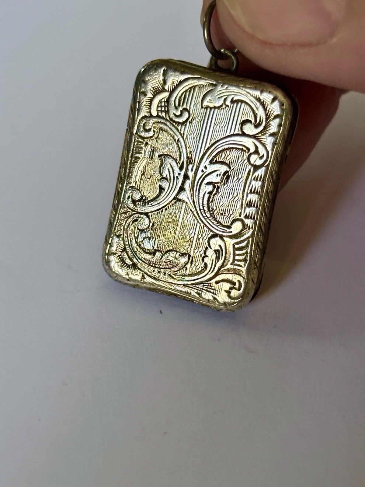 Antique 19thC Continental Silver Gilt Vinaigrette Unmarked with Sponge