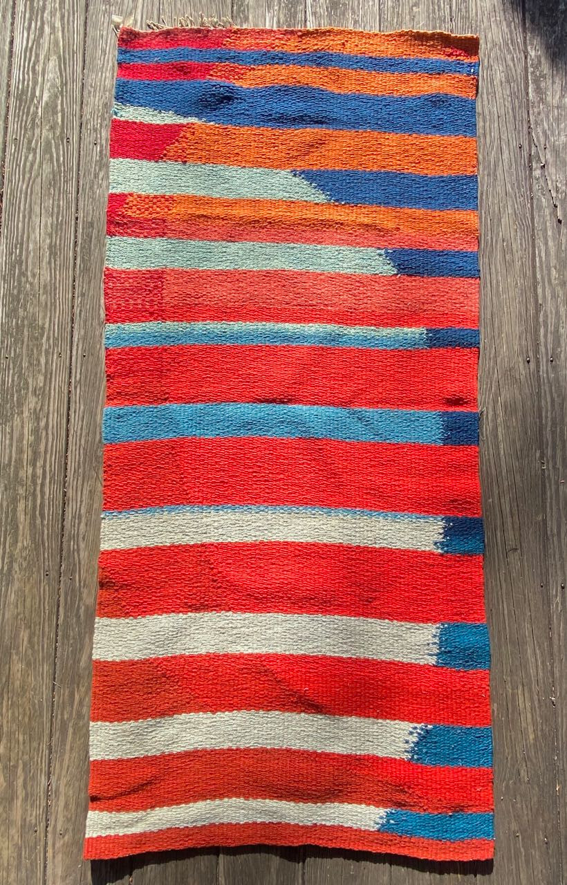 Vintage Designed Hand Woven MARY COLTON Wool Rug. Modern Abstract Rhythm IV 1980