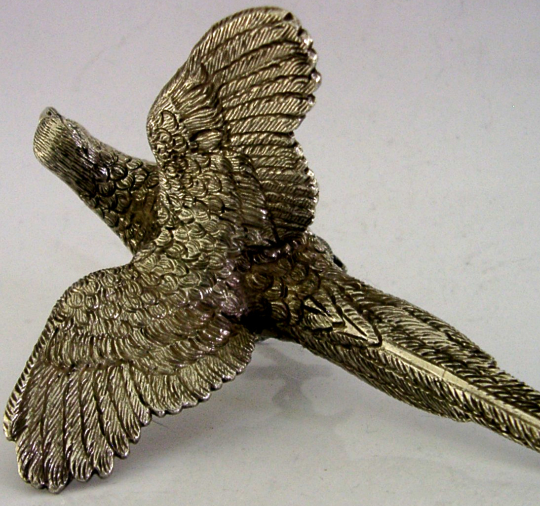 HEAVY 167g STERLING SILVER PHEASANT BIRD FIGURE 1998 HUNTING SHOOTING ENGLISH