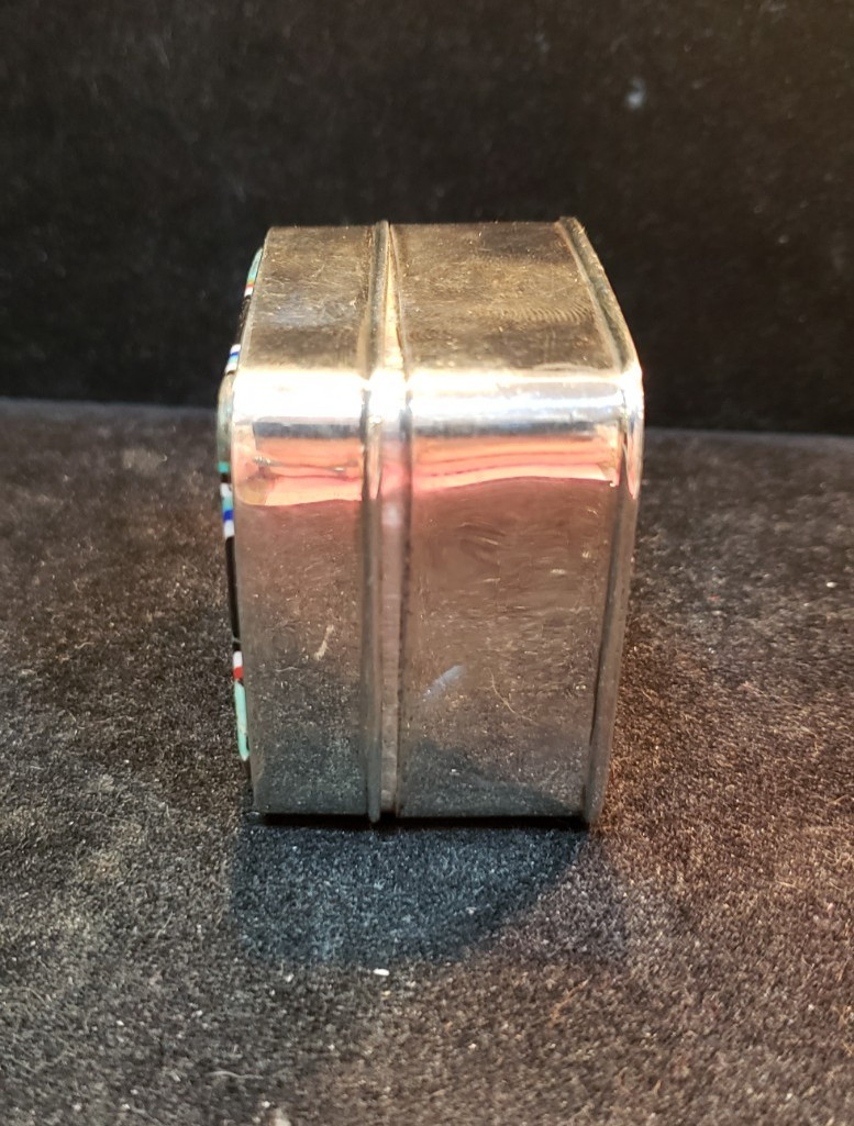 Sterling Silver Native American Trinket Box w/Geometric Designs Wt: 66g RK-204