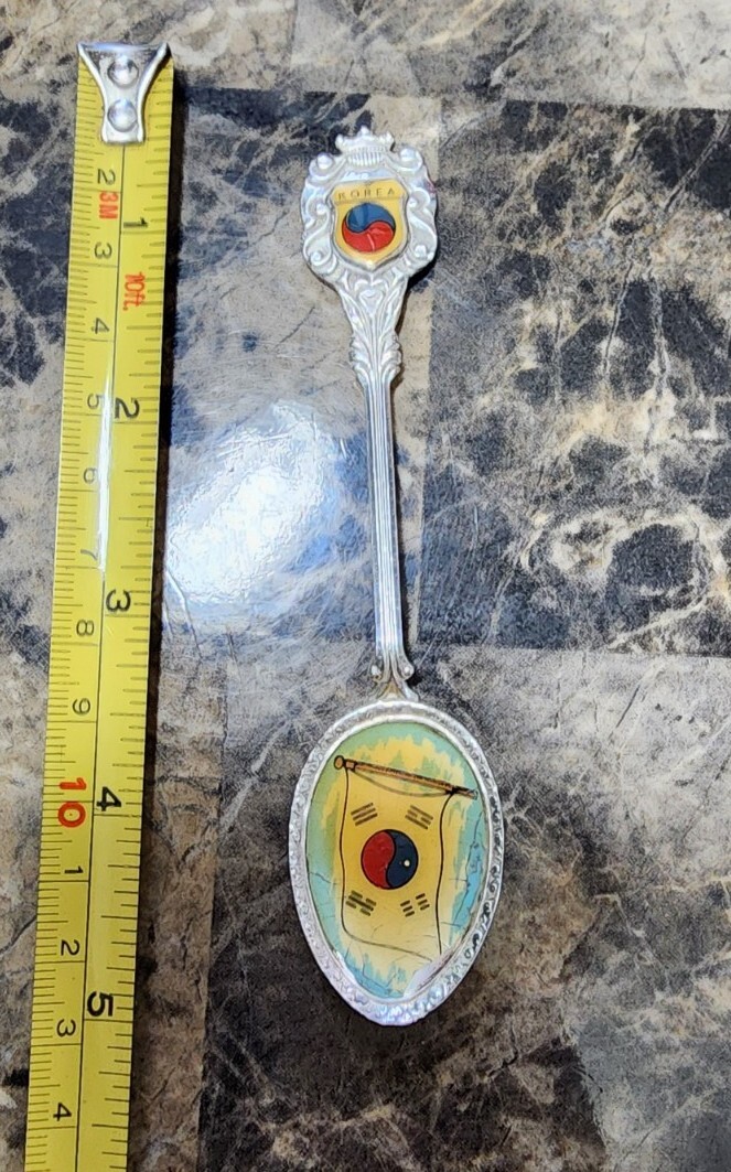 WEST GERMANY MADE ENAMELED BOWL KOREA SILVERPLATED DEMITASSE SOUVENIR SPOON 🍵☕️