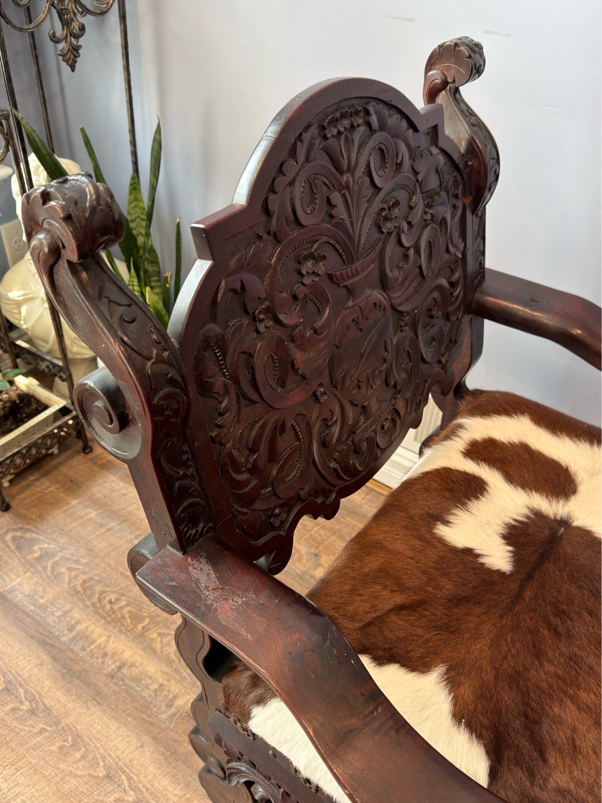 Antique Renaissance Revival Carved Mahogany Hall Chair