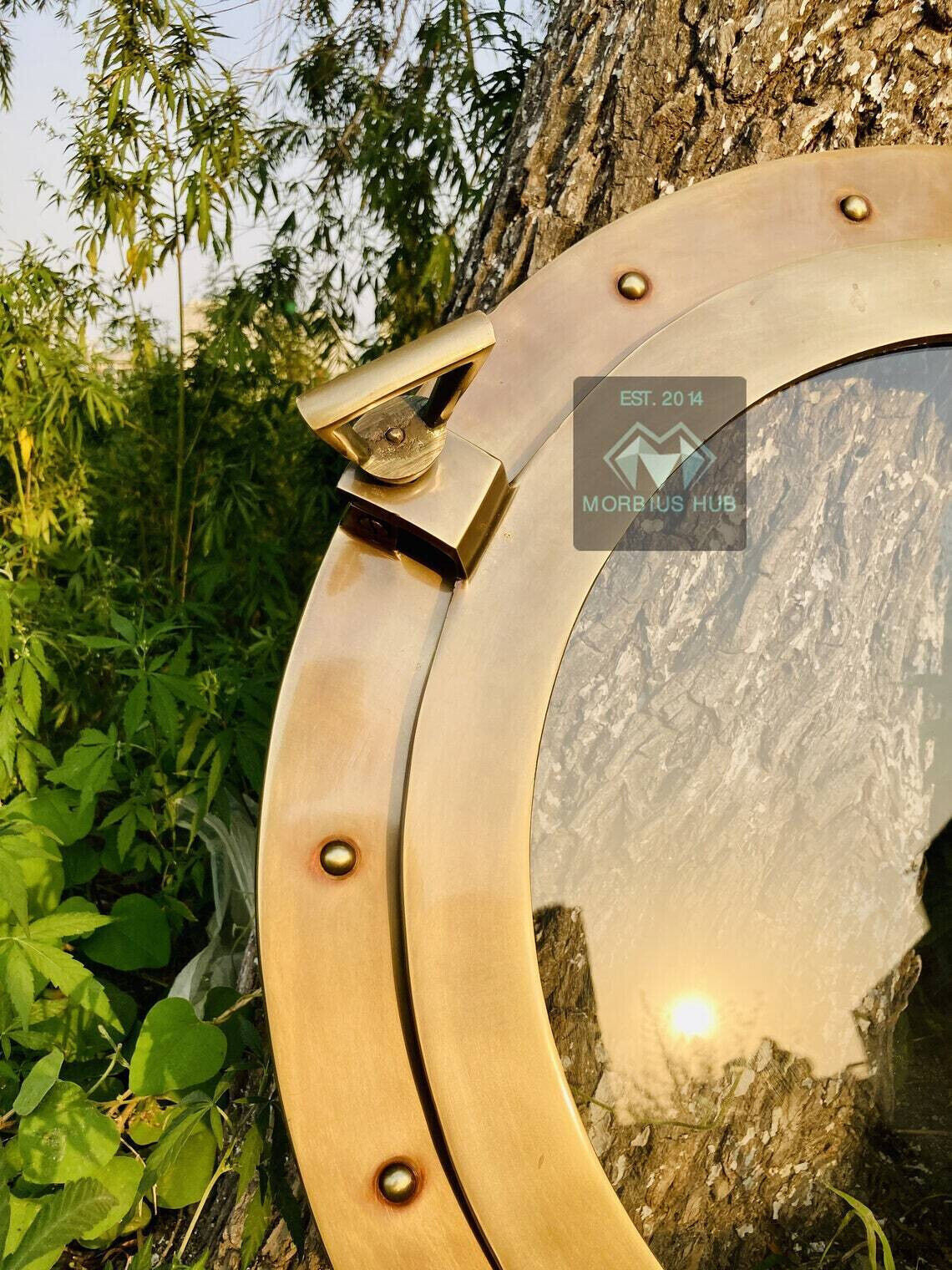 Working Porthole Brass Golden Finish Window Ship Porthol 17″ Round Wall Glass