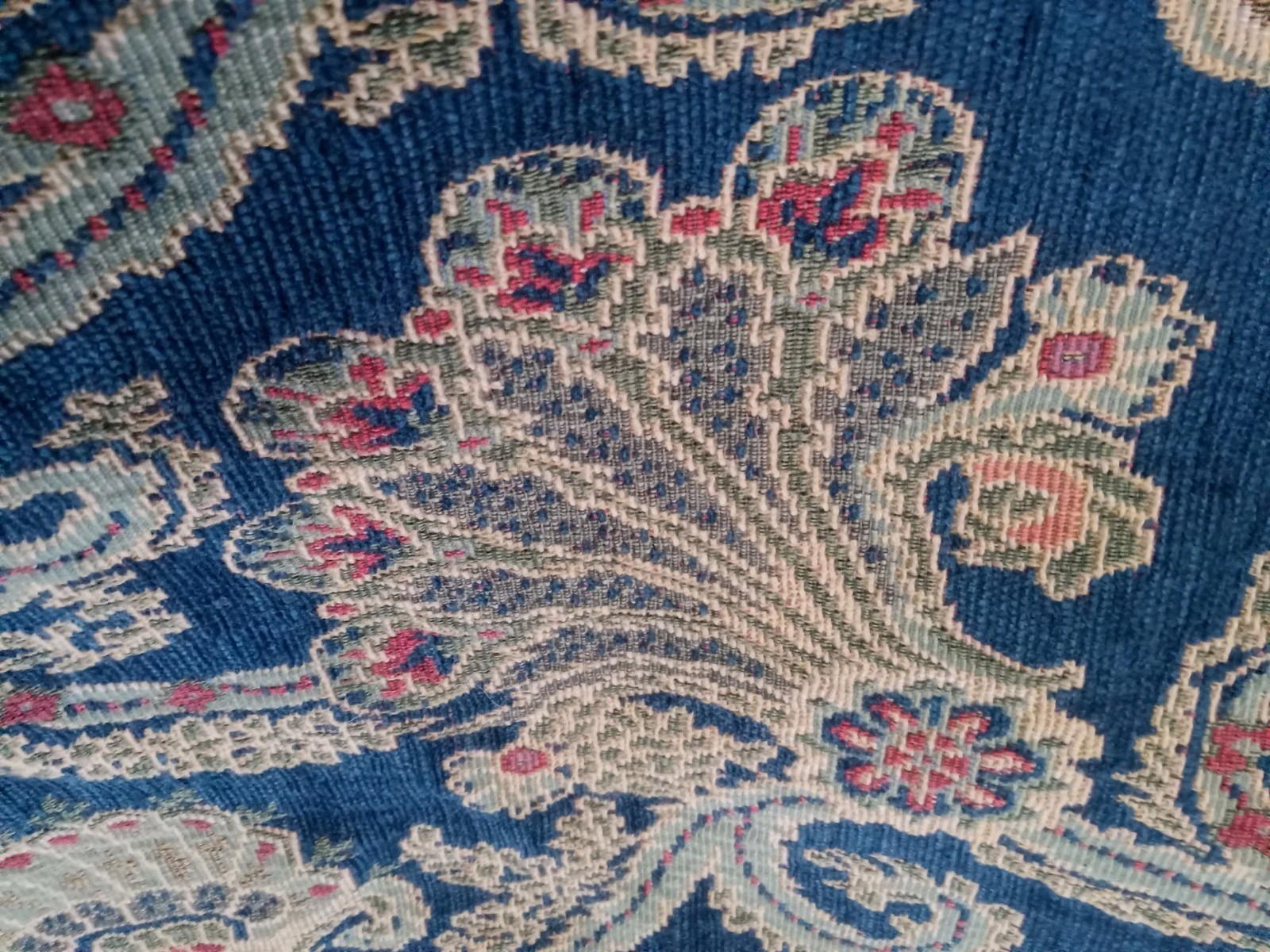 Vintage French Tapestry Fabric Gold, Navy, Pink Stepstool,Chair ,Purse 24″x 24″