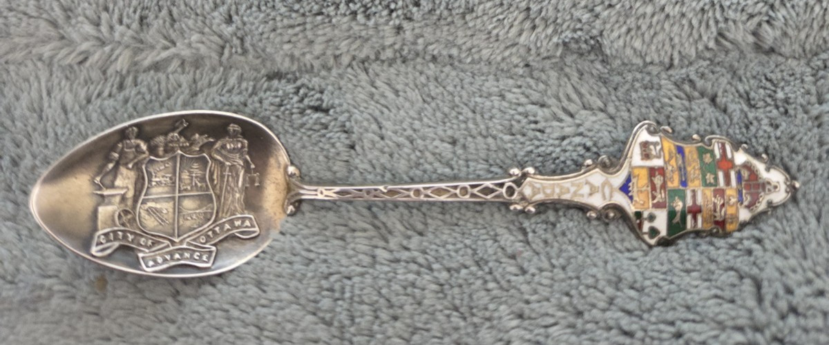 Sterling Silver Souvenir Spoon City of Ottawa Canada Enamel Travel Collectible