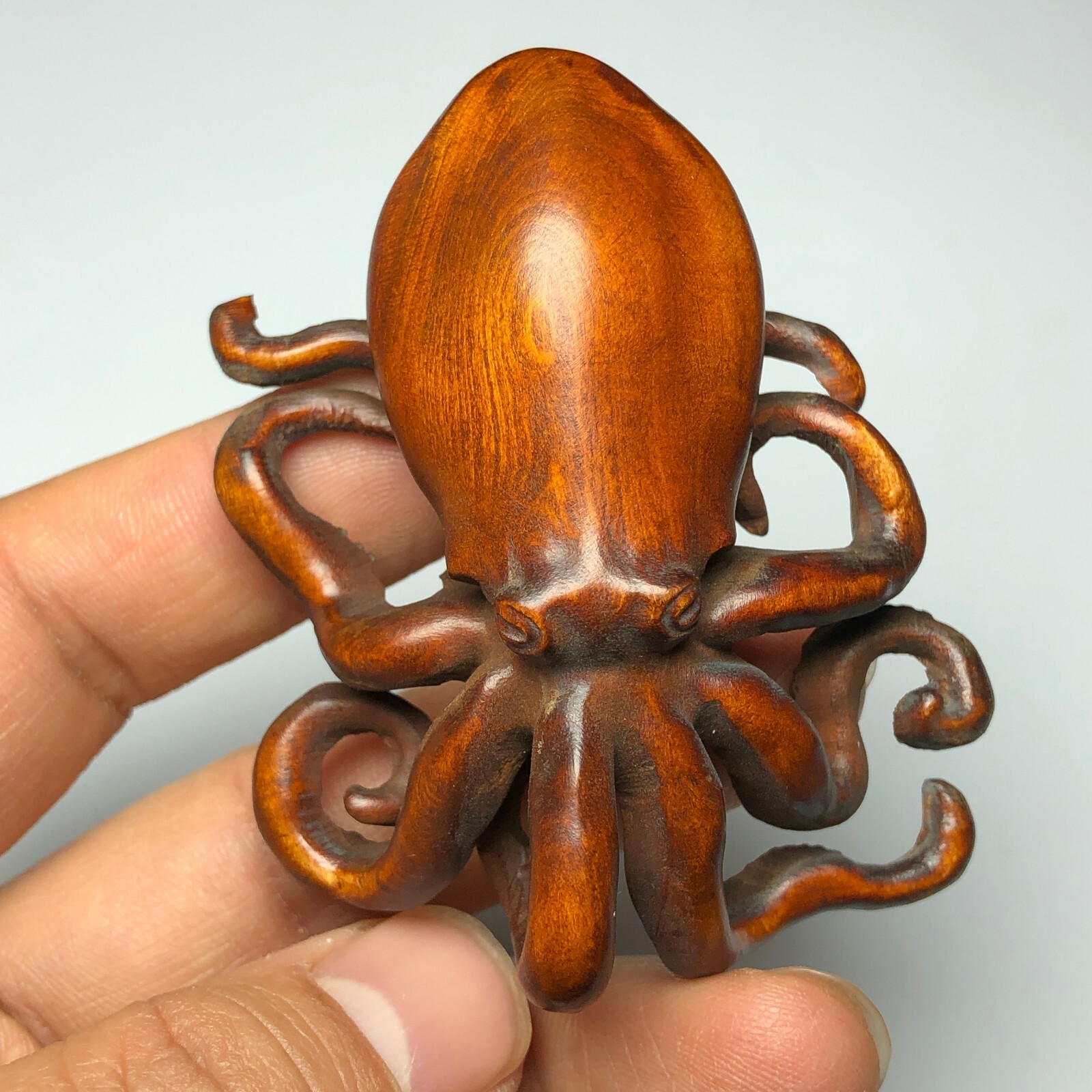 Handwork Collectible Boxwood Carved Eight claw octopus Rare Statue Art Gifts