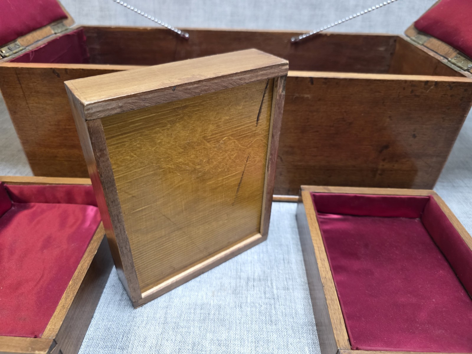 Vintage Oak Wooden Sewing Box or Jewellery Box