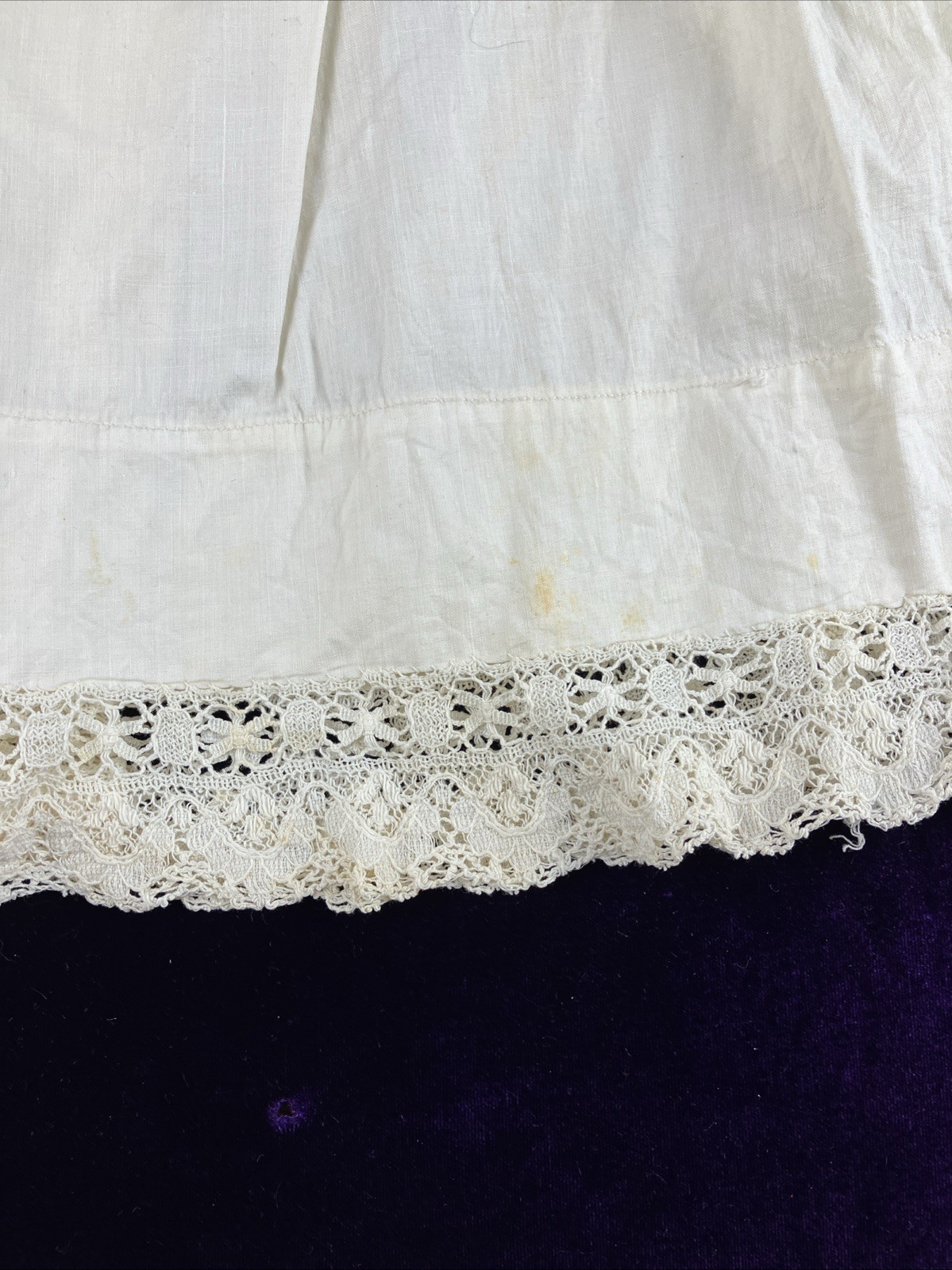 Antique Edwardian Victorian Cotton Doll Dress White
