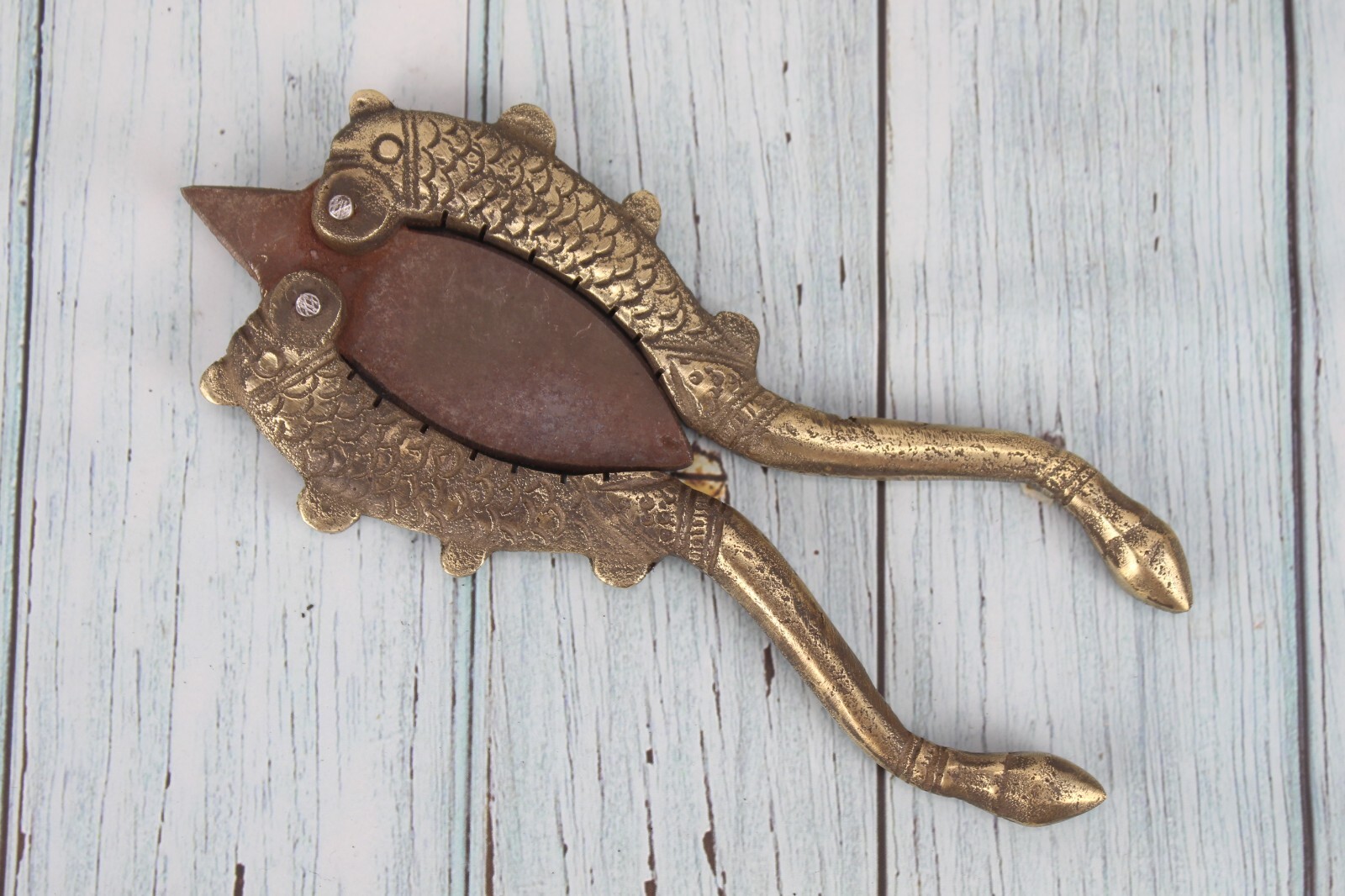 Antique Brass Fish Nutcracker – Unique Indian Collectible, Home Decor Accent