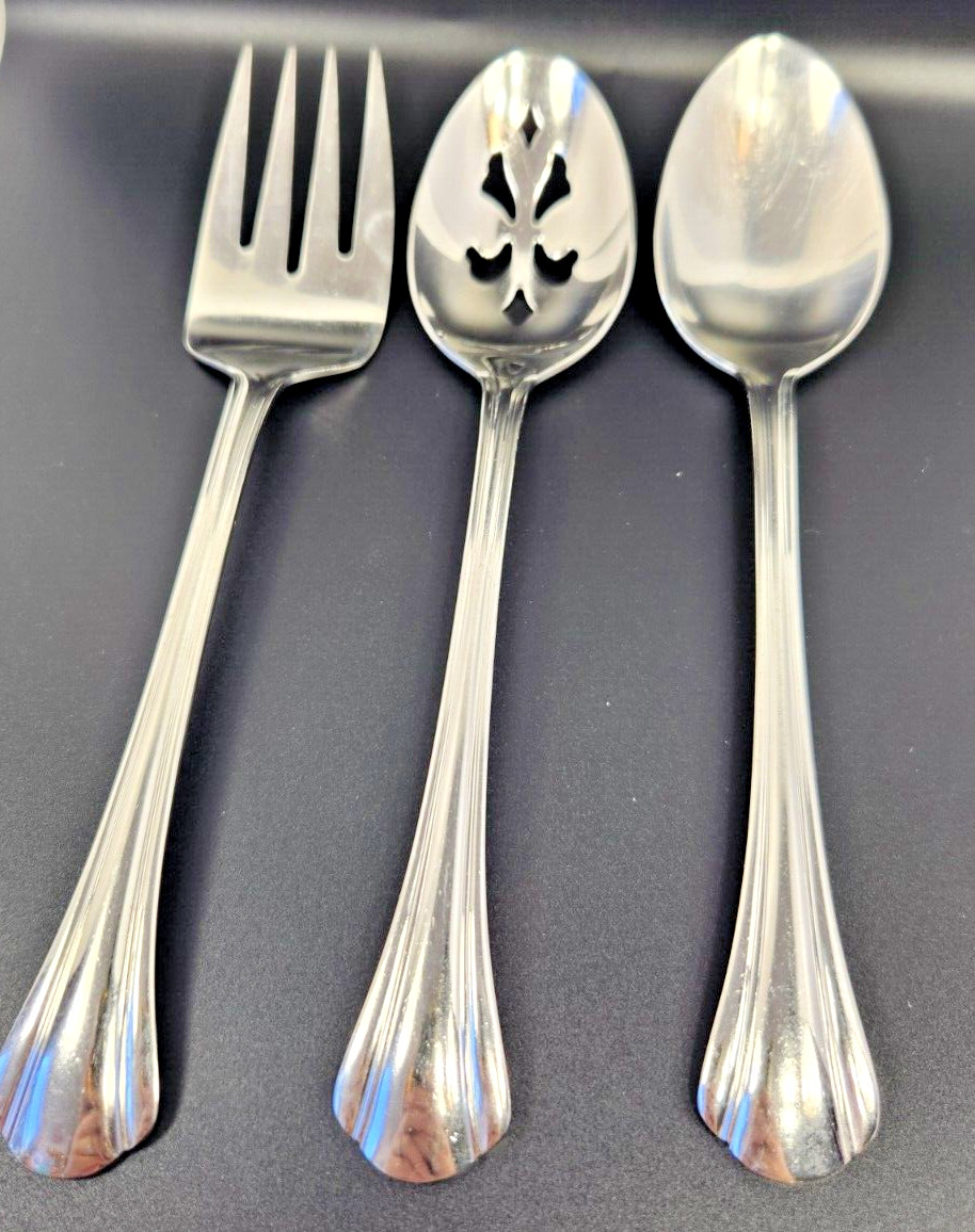 PFALTZGRAFF MARGATE 3 PCS SERVING HOSTESS SET SLOTTED SERVING SPOON MEAT FORK