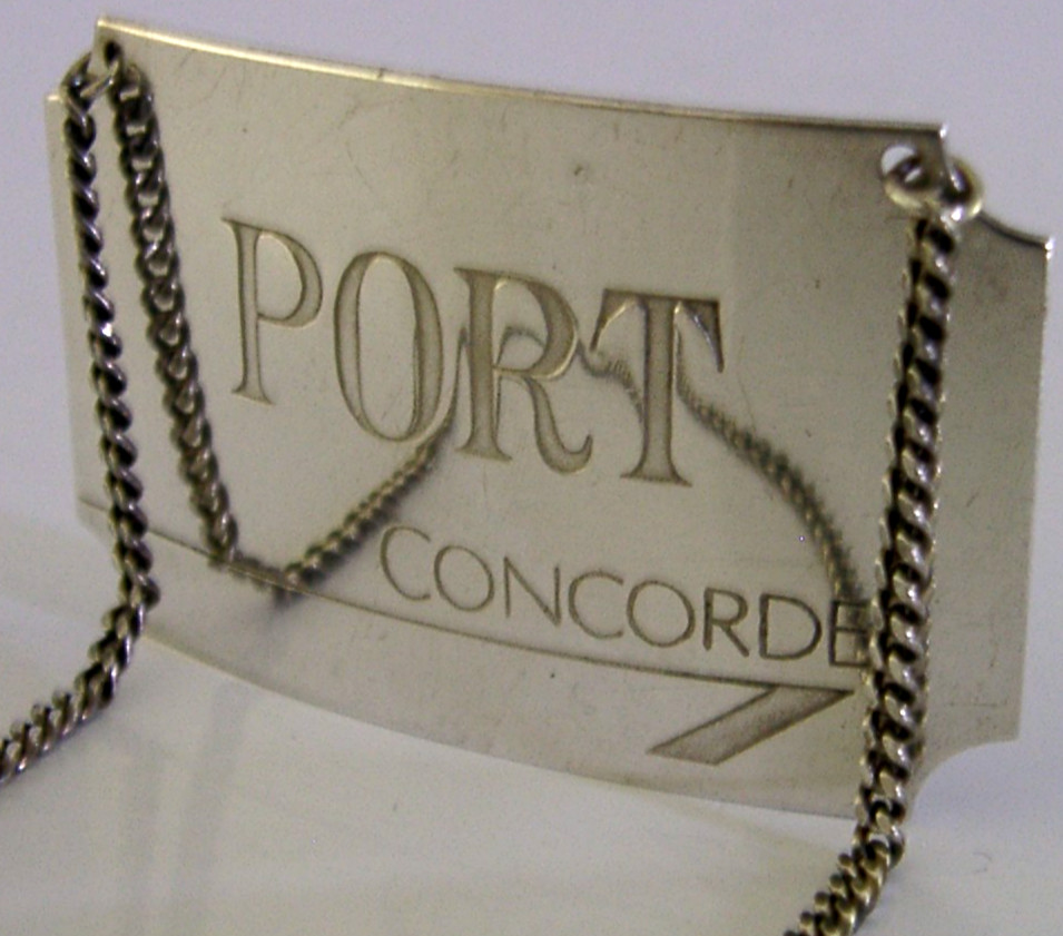 CONCORDE AIRCRAFT STERLING SILVER PORT DECANTER BOTTLE WINE LABEL 1986