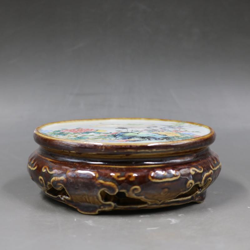 Hollow Flower and Bird Pattern Small Flower Pot Holder Craft Porcelain Base