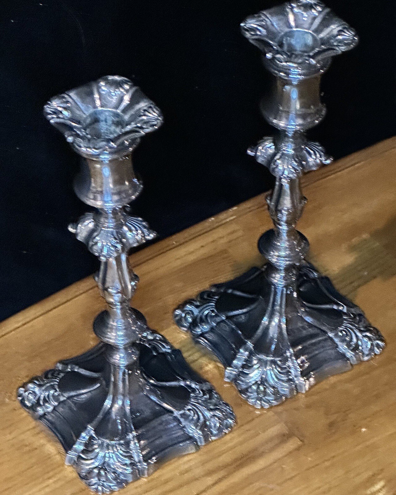 Victorian 1830 / 1892 Henry Wilkinson & Comp Silver Plated Candlestick Holders