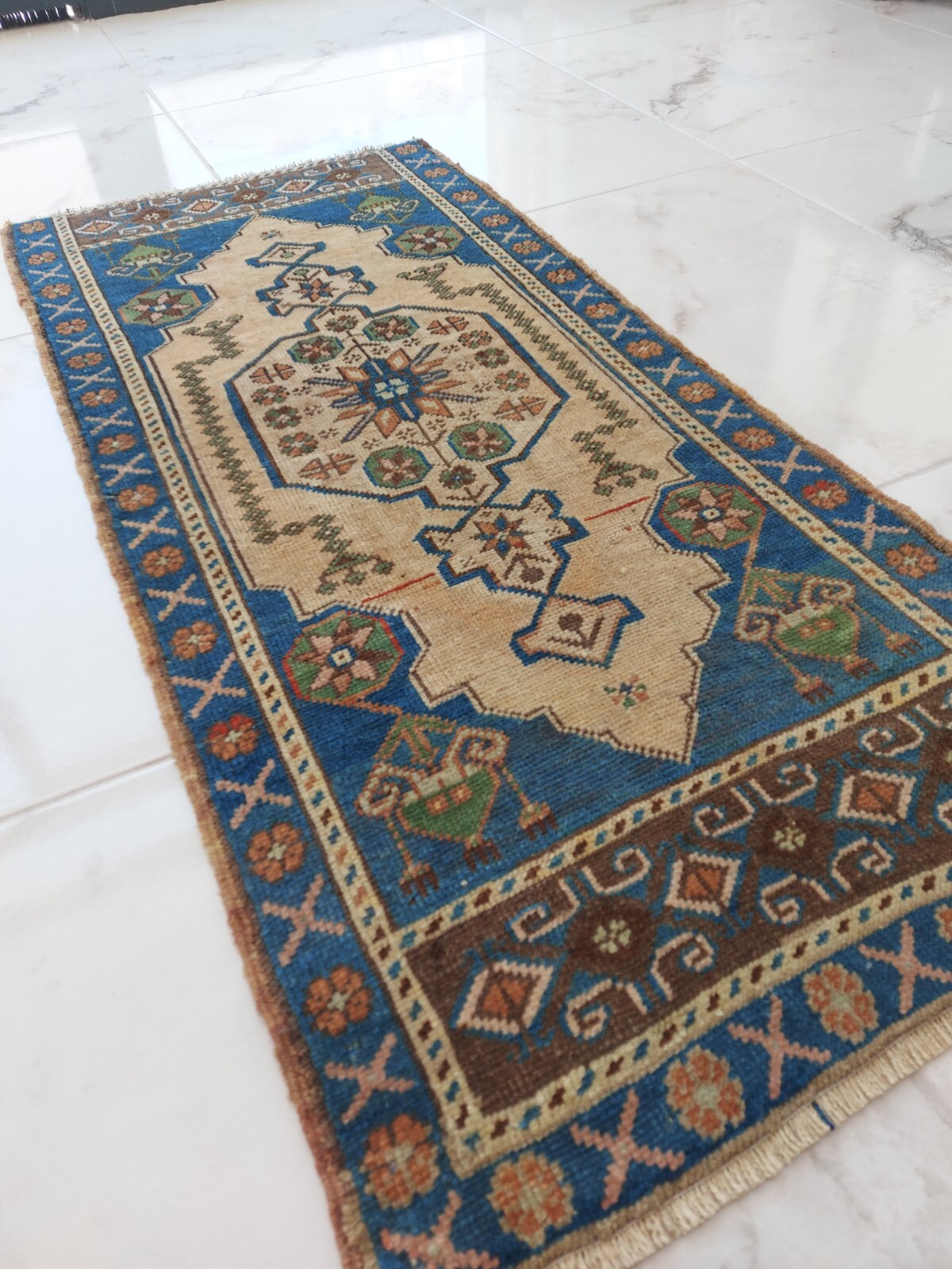 Medium Long Antique Prayer Rug, Handmade 100 Years Old Rug Luxury Decor Rug h