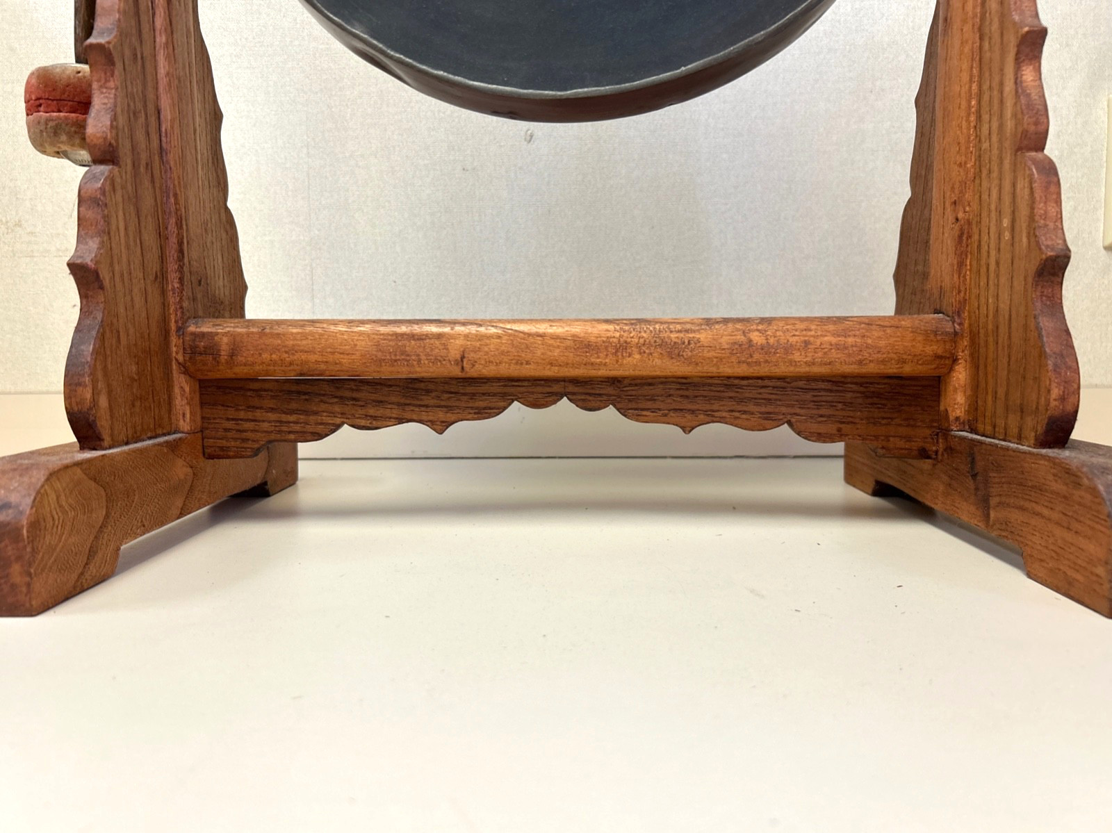 Antique Large Japanese Meiji Samurai Gong – Wood Frame