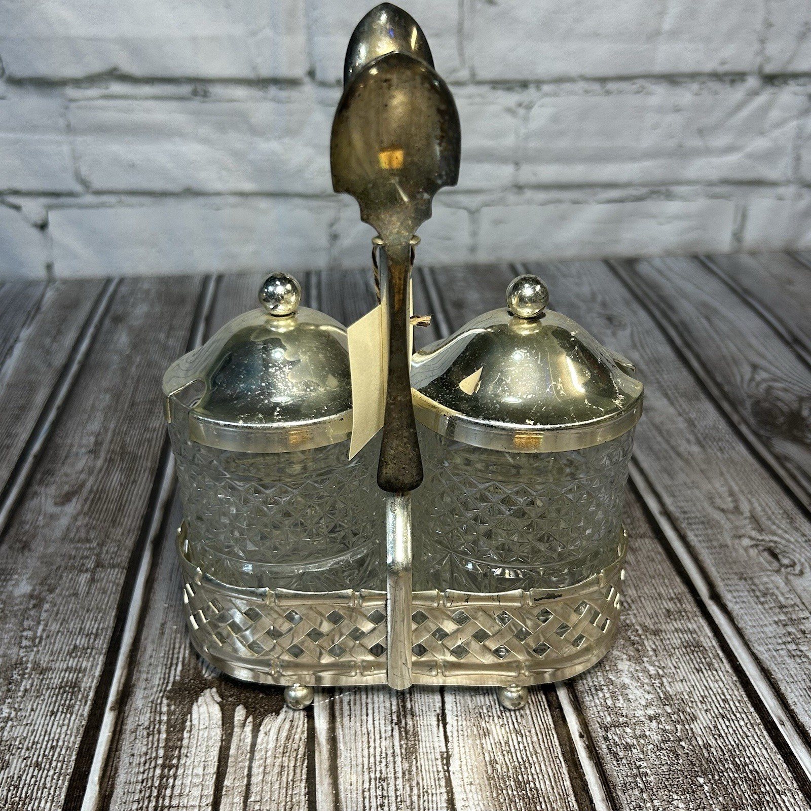 Tea & Sugar Condiment Set International Silver Co. England Silverplated