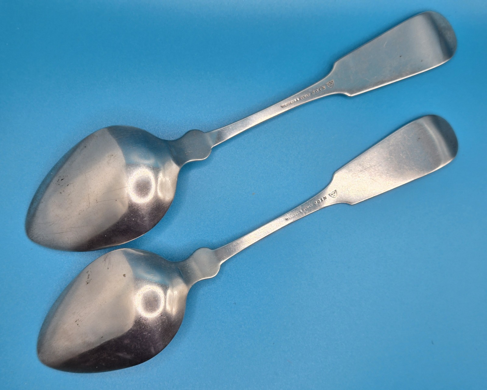 2 Coin Silver Table Spoons WILLIAM WALLACE WILLARD c1833-69 “Isadore” 2.855 ozT