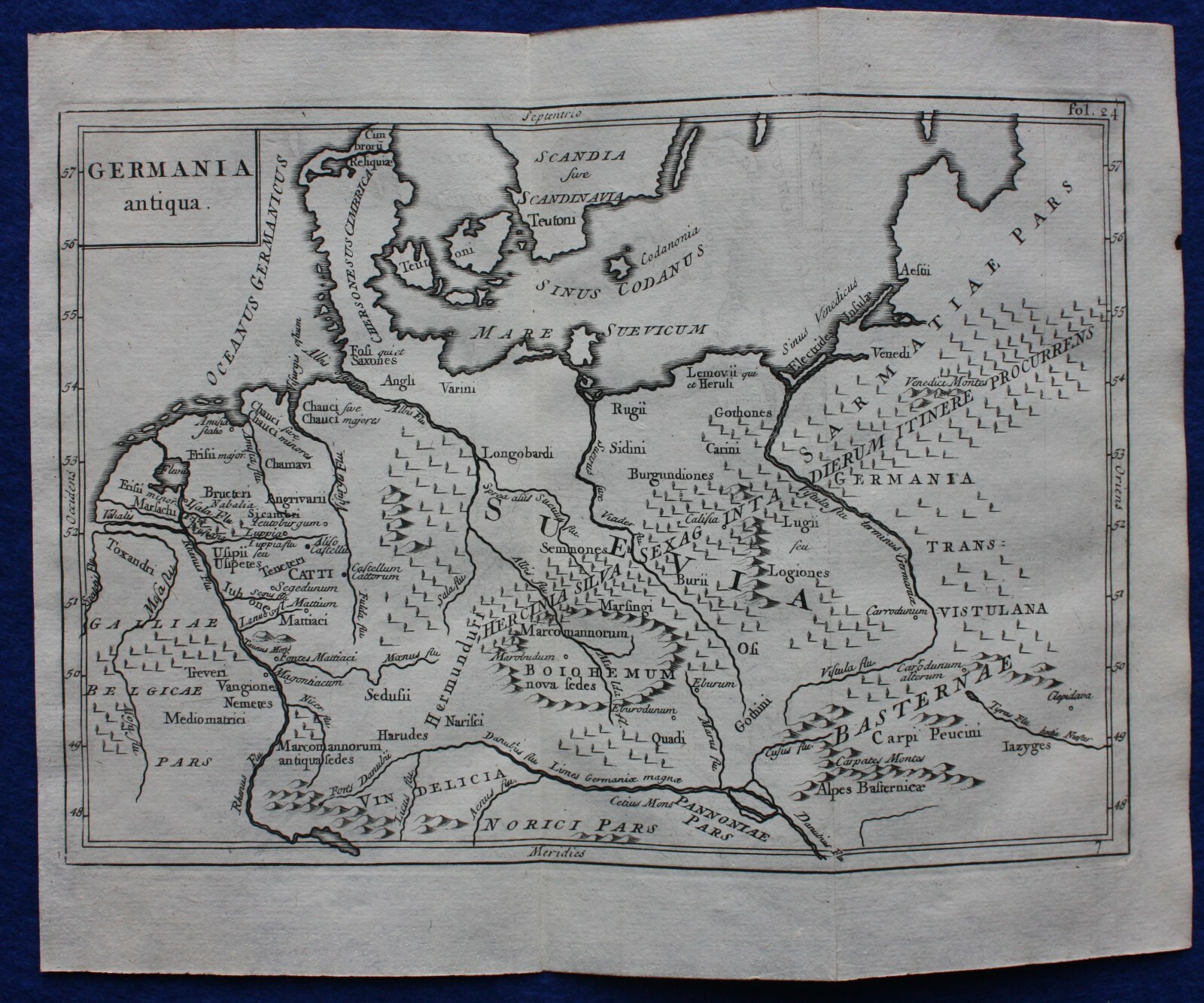 GERMANIA ANTIQUA, BALTIC, EUROPE, original antique map, CELLARIUS, SENEX, 1731