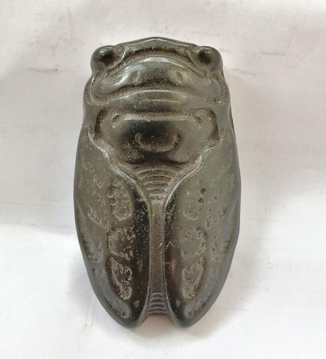 3.0″HONGSHAN Culture Hand-carved Cicada carving Meteorite Pendant