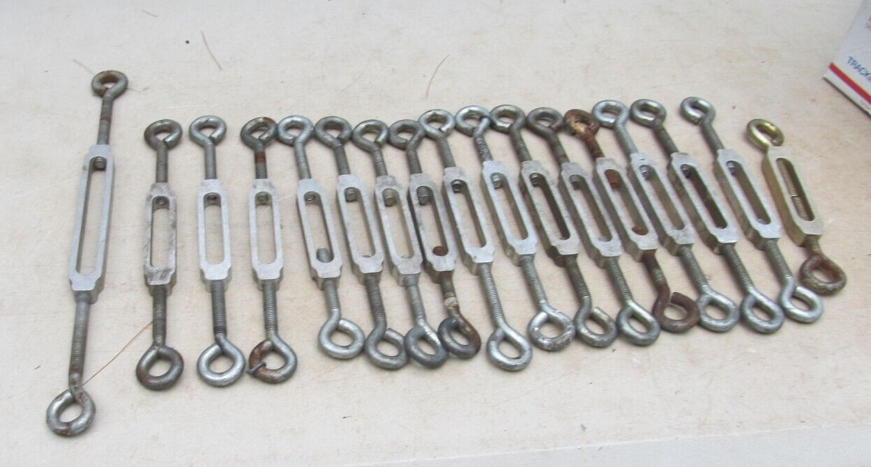 17 vintage aluminum Eye & Eye/O to O Turnbuckles
