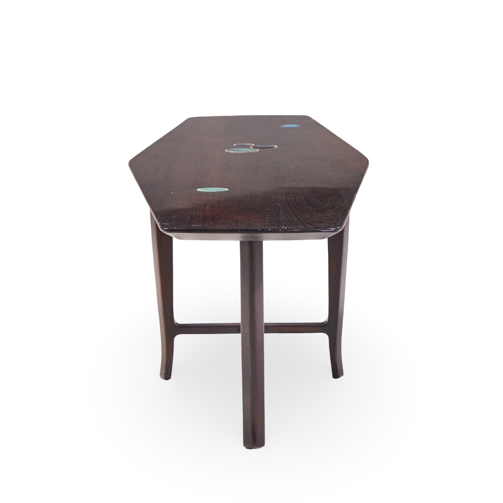 Edward Wormley for Dunbar 5632 Walnut, Mahogany with Natzler Tiles Coffee Table