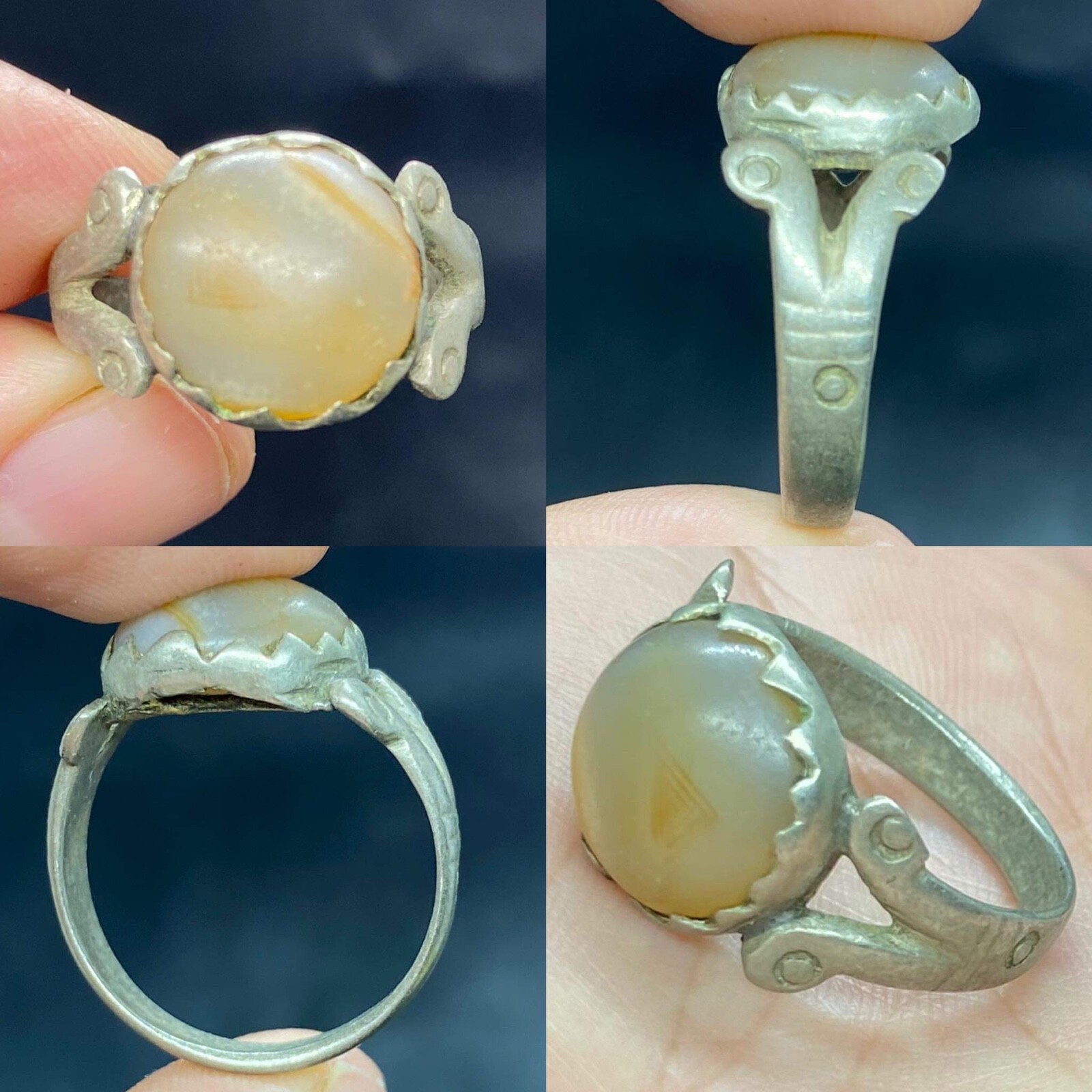 Old brass Unique Antique near Eastern old Agate beautiful Ring
