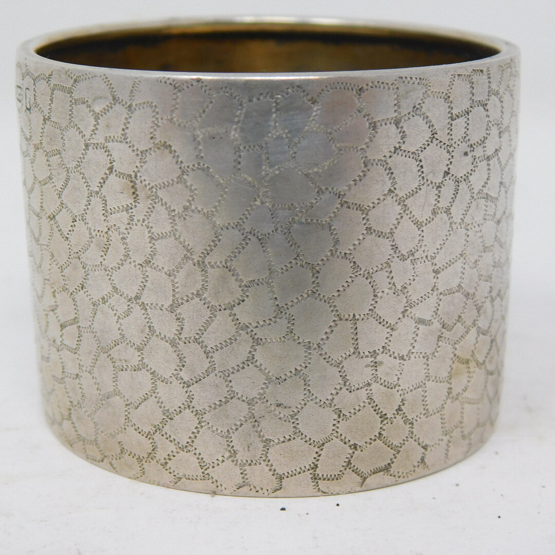 Germany 800 Solid Silver Napkin Ring MS / SM Mono 1.75″ Diam x 1-3/8″ Tall 18 Gr